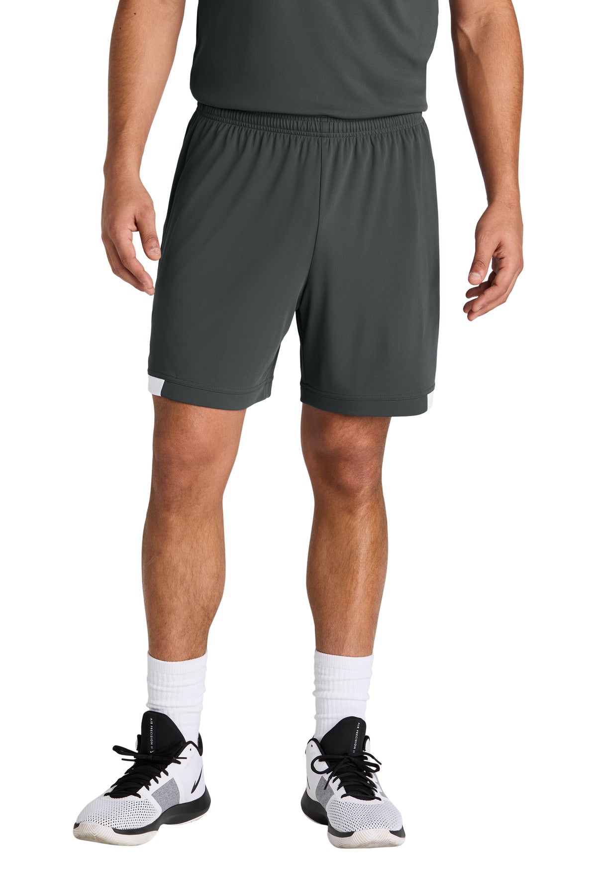 Sport-Tek Club 7  Short ST442 - Iron Grey/ White