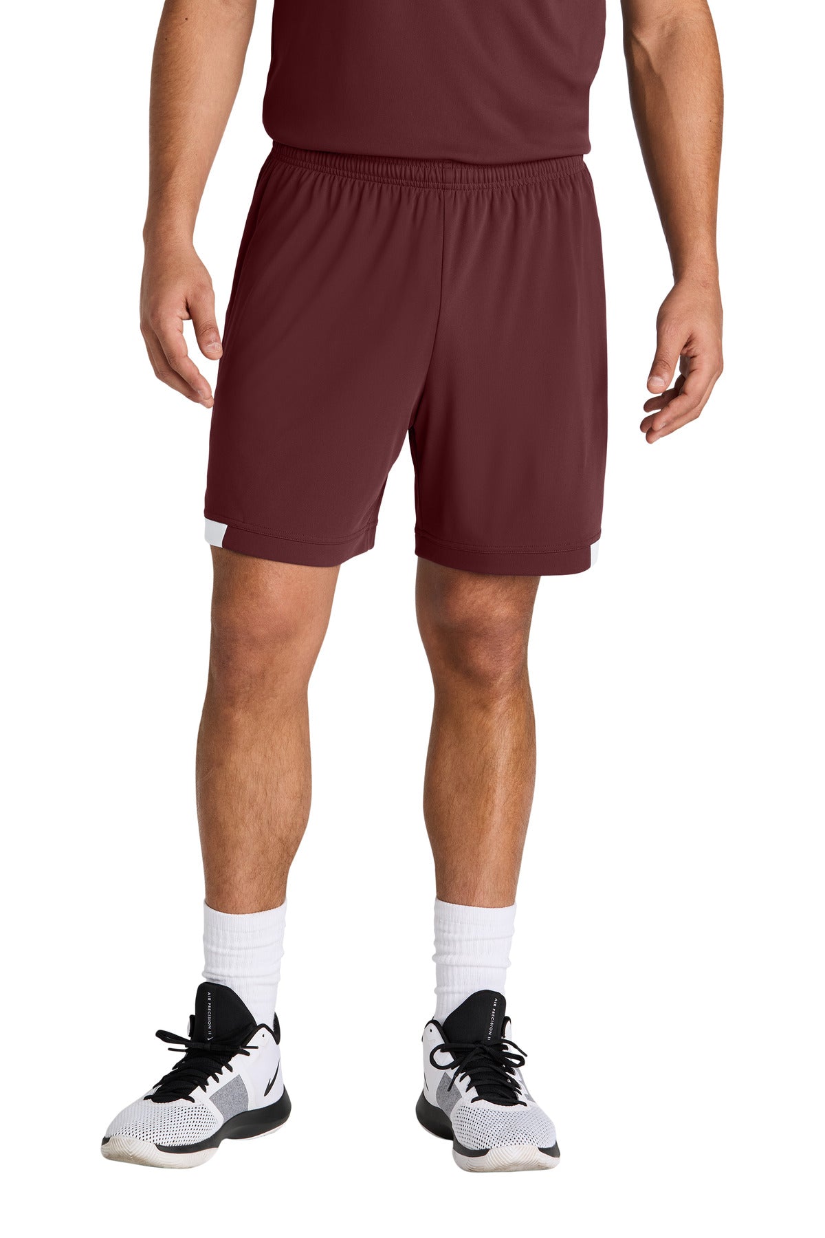 Sport-Tek Club 7  Short ST442 - Maroon/ White