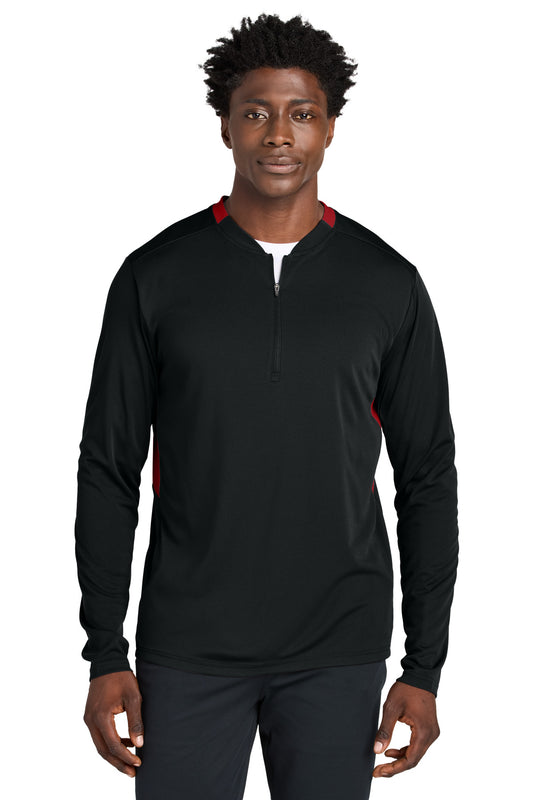 Sport-Tek Club 1/4-Zip Pullover ST443 - Black/ Deep Red