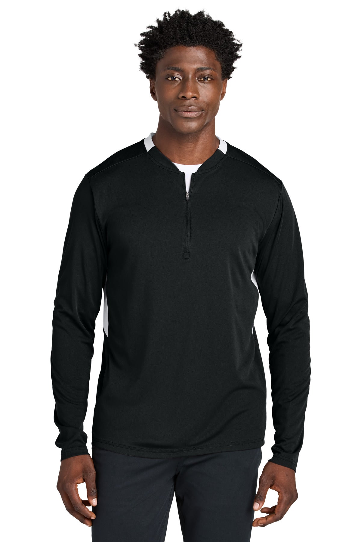 Sport-Tek Club 1/4-Zip Pullover ST443 - Black/ White
