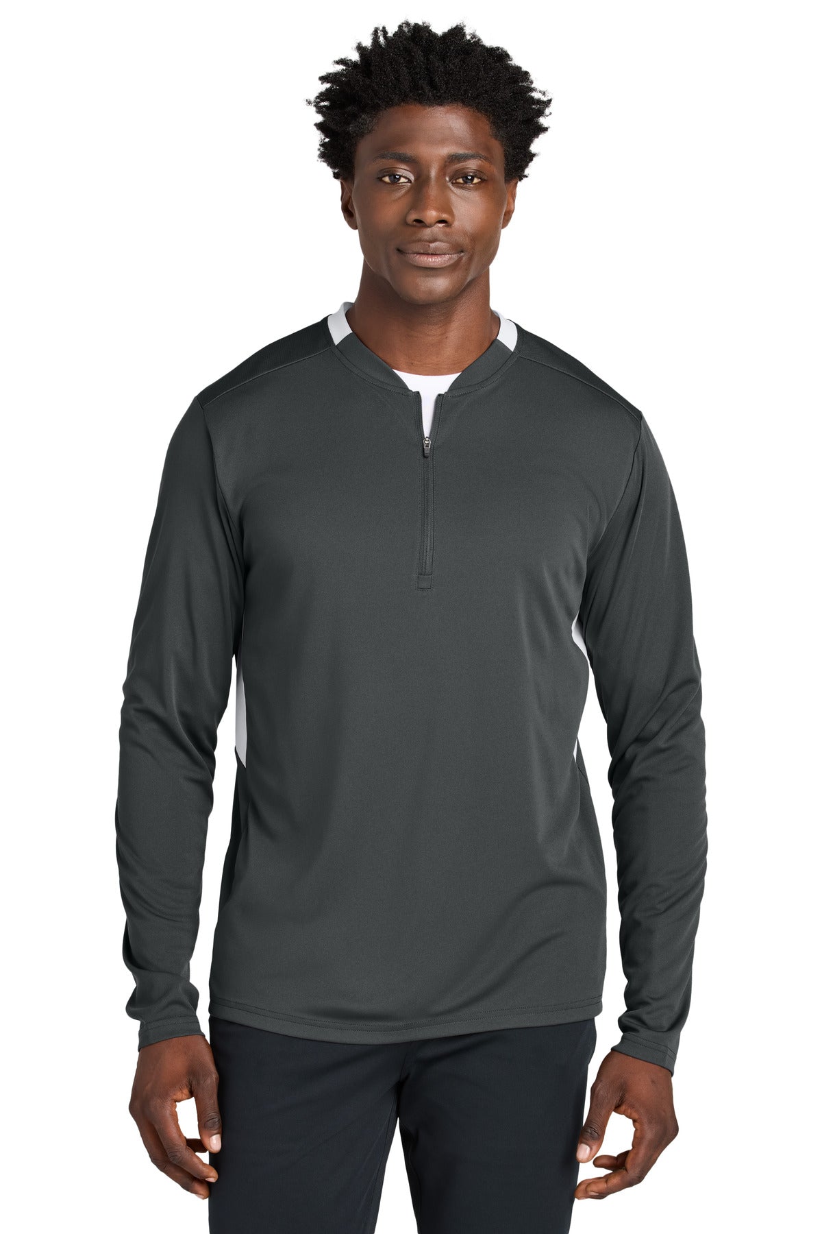 Sport-Tek Club 1/4-Zip Pullover ST443 - Iron Grey/ White