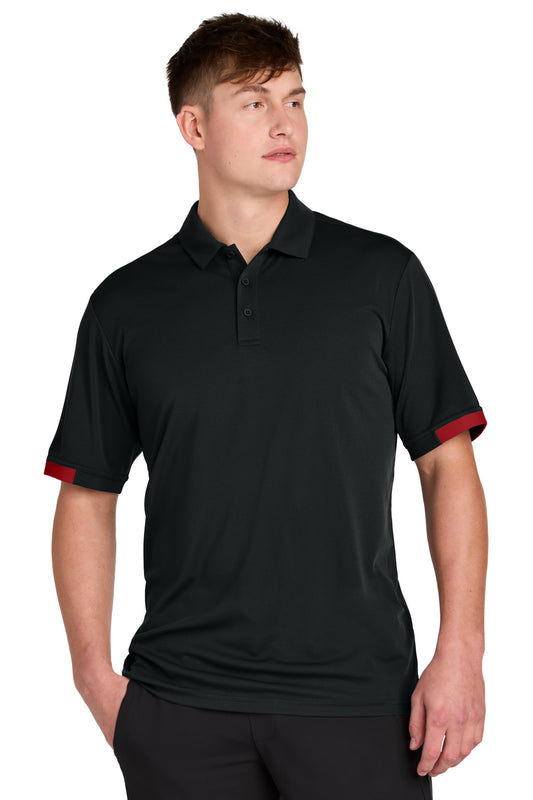 Sport-Tek Club Colorblock Polo ST444 - Black/ Deep Red