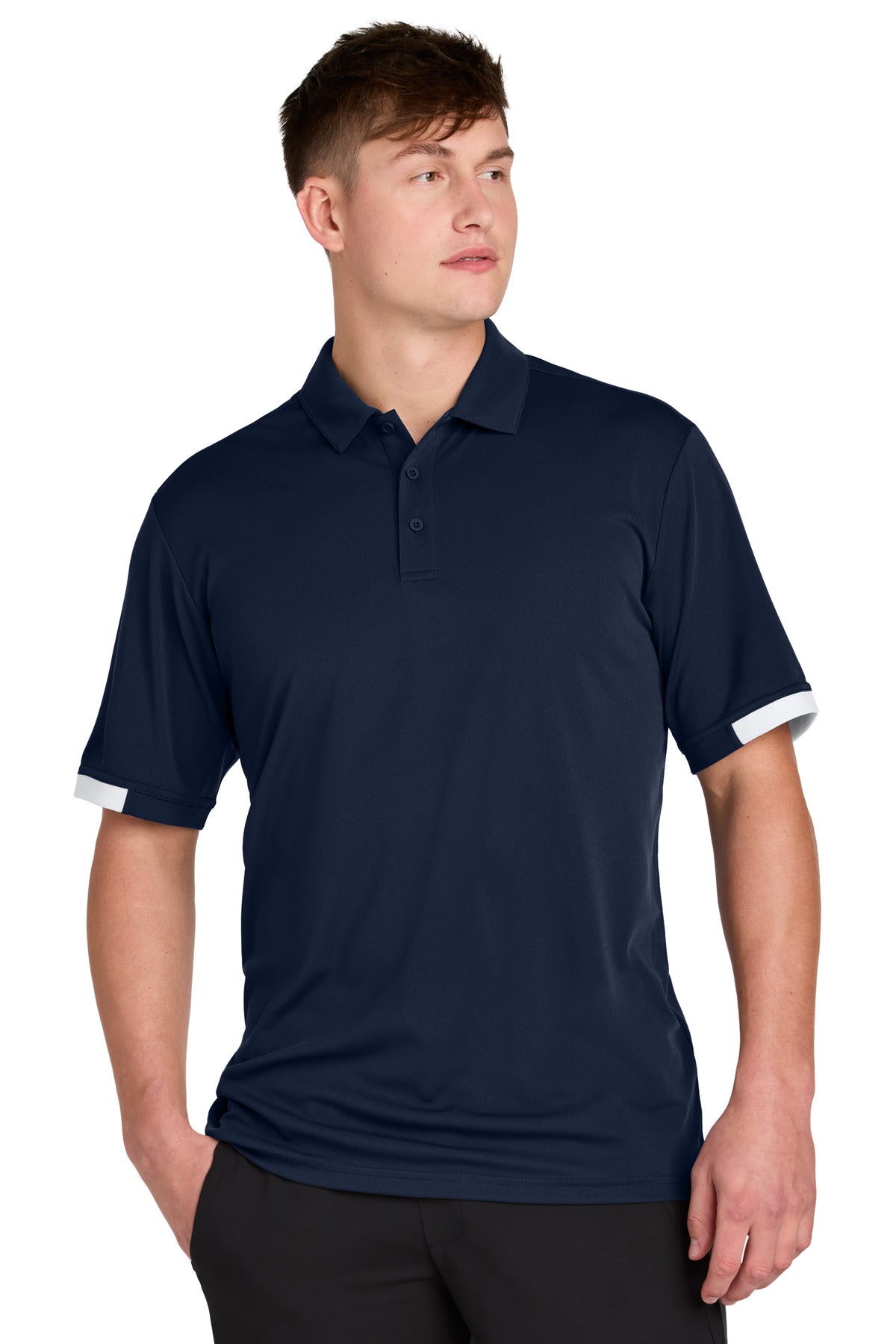 Sport-Tek Club Colorblock Polo ST444 - True Navy/ White
