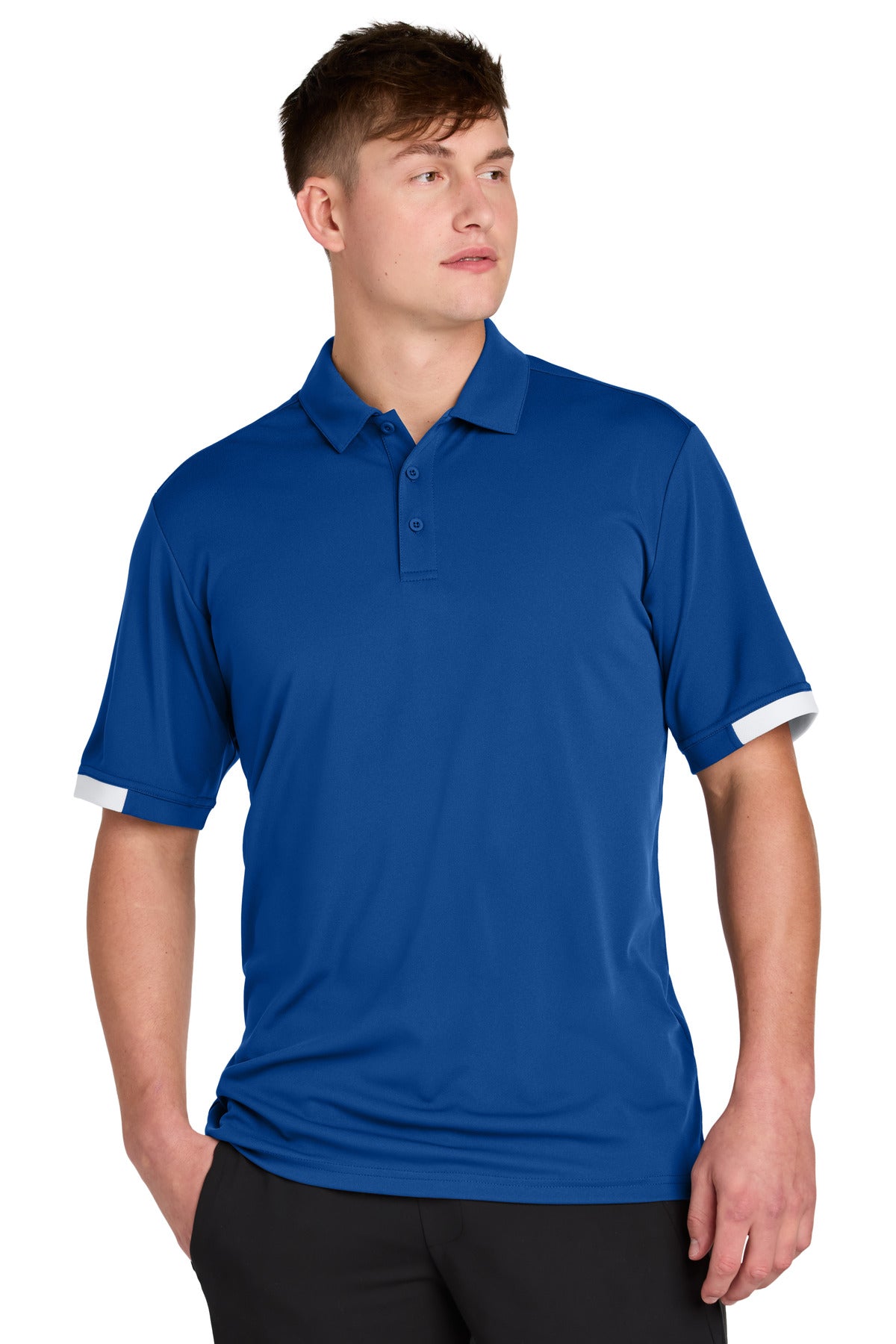 Sport-Tek Club Colorblock Polo ST444 - True Royal/ White