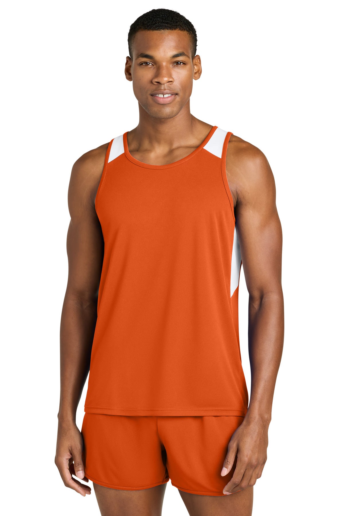 Sport-Tek Club Track Tank ST446 - Deep Orange/ White