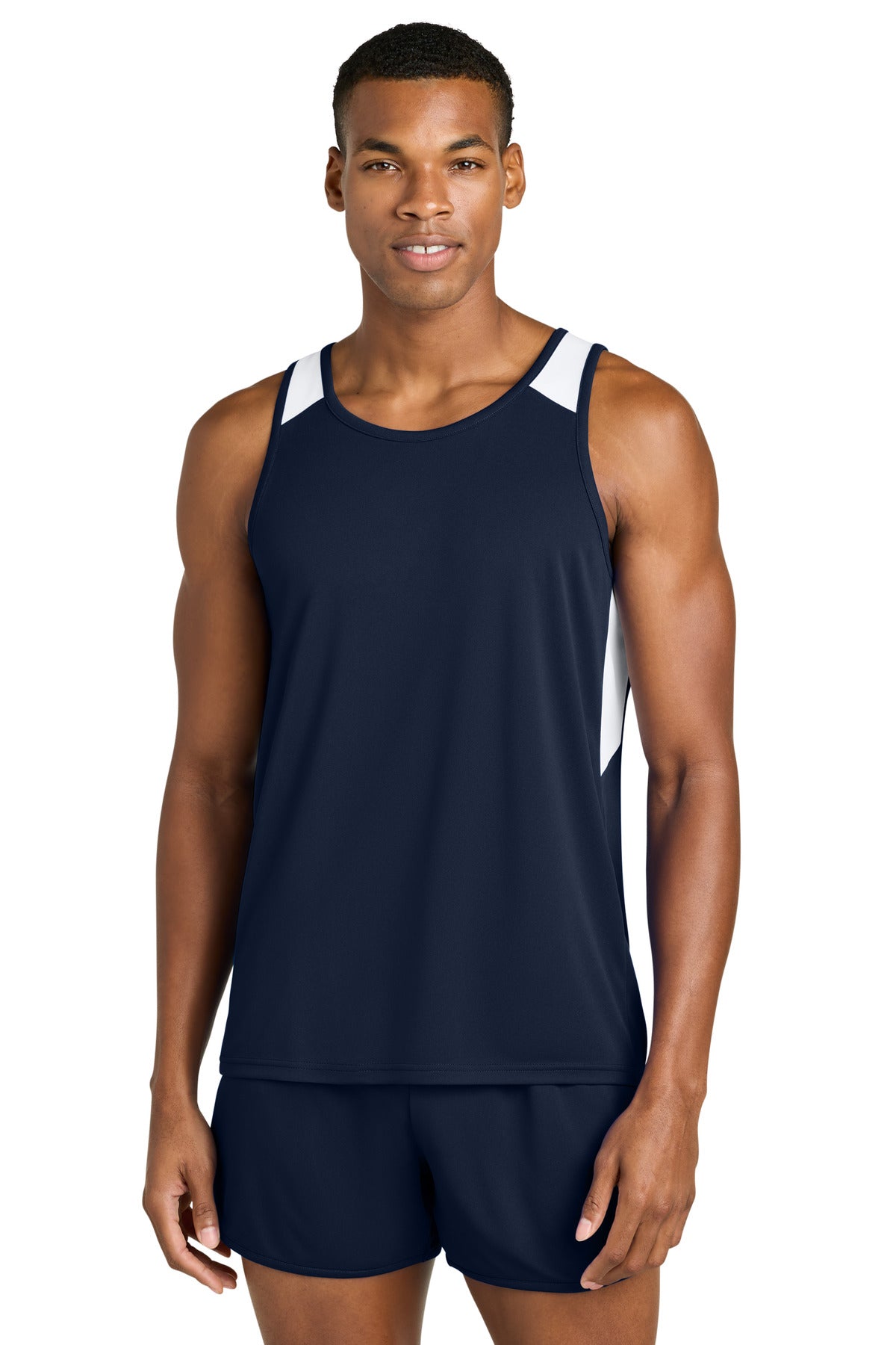 Sport-Tek Club Track Tank ST446 - True Navy/ White