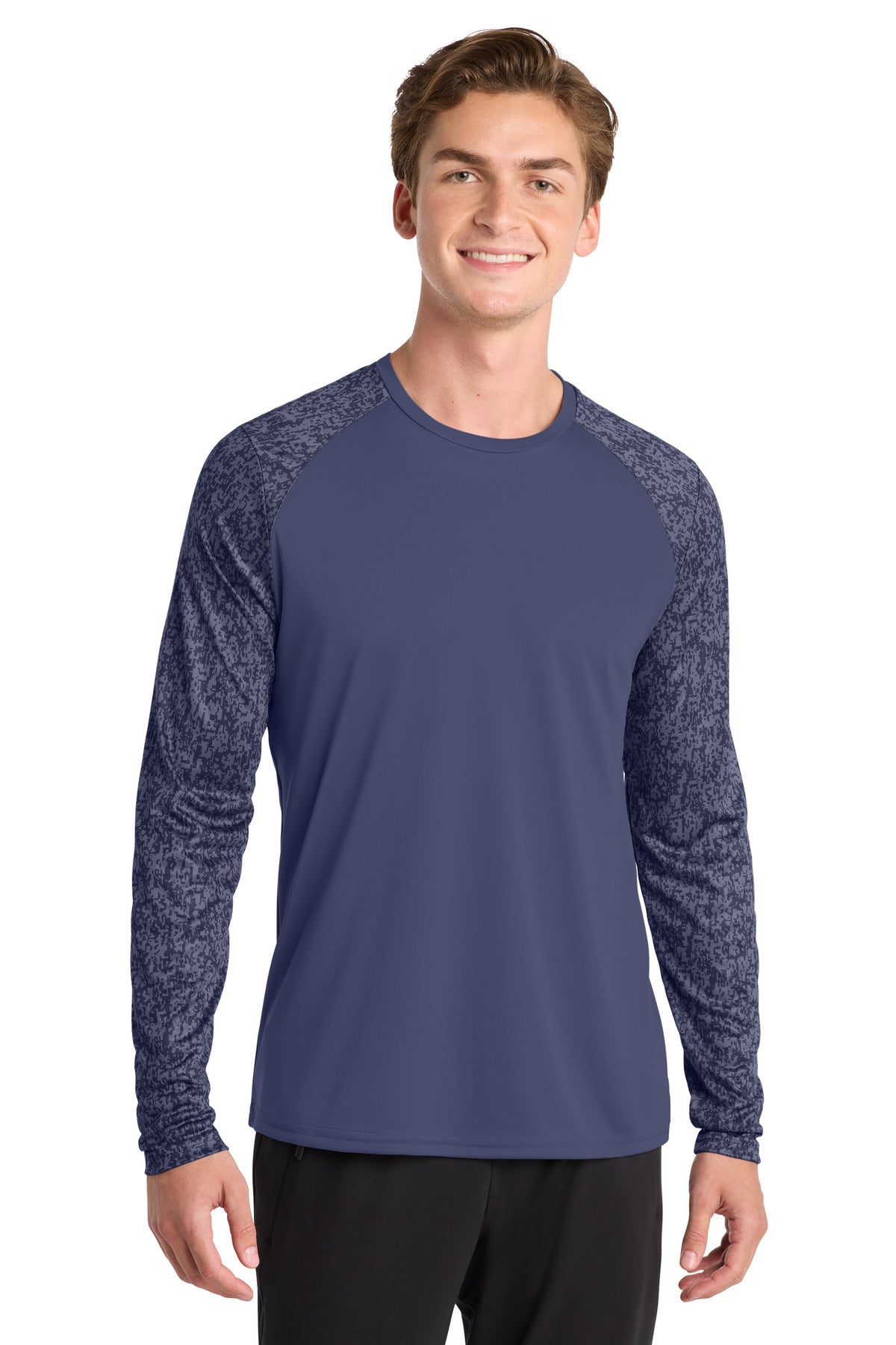 Sport-Tek  Long Sleeve Digi Camo Tee. ST460LS - True Navy