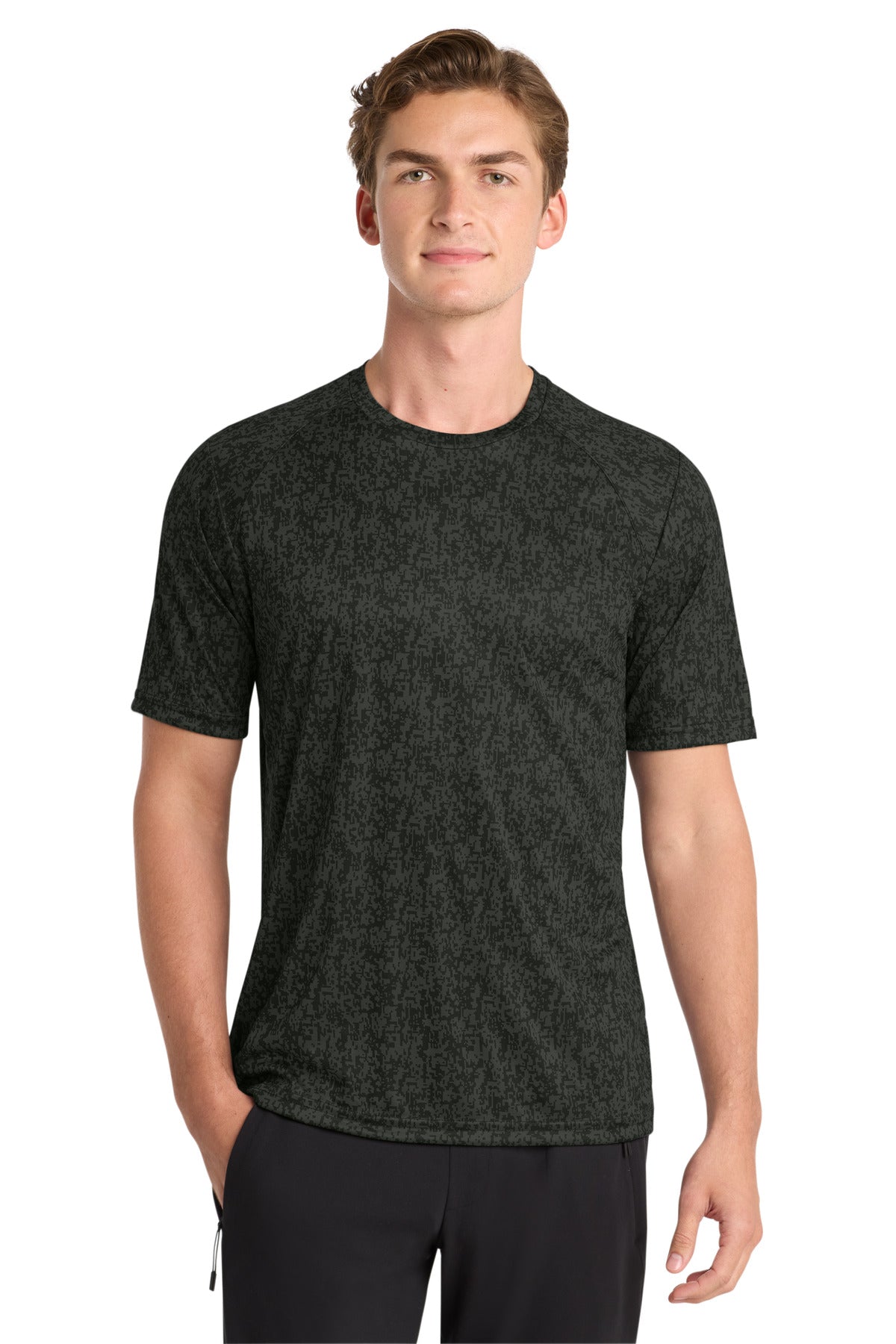 Sport-Tek  Digi Camo Tee. ST460 - Black