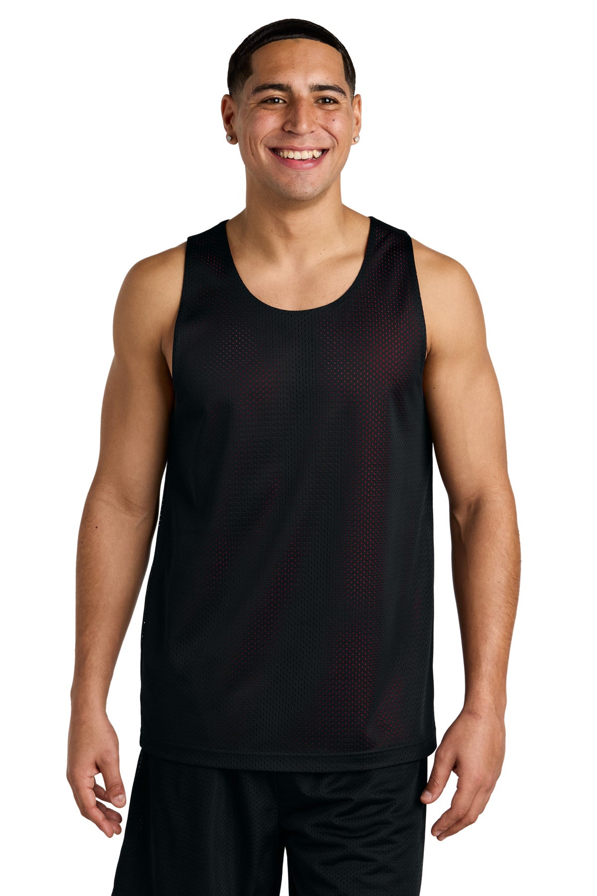 Sport-Tek PosiCharge Reversible Mesh Tank ST5000 - Black/ Deep Red