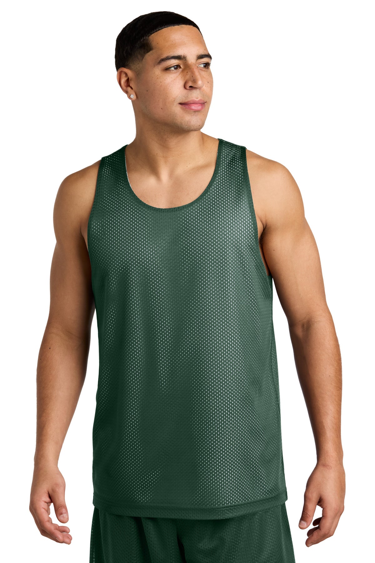 Sport-Tek PosiCharge Reversible Mesh Tank ST5000 - Forest Green/ White