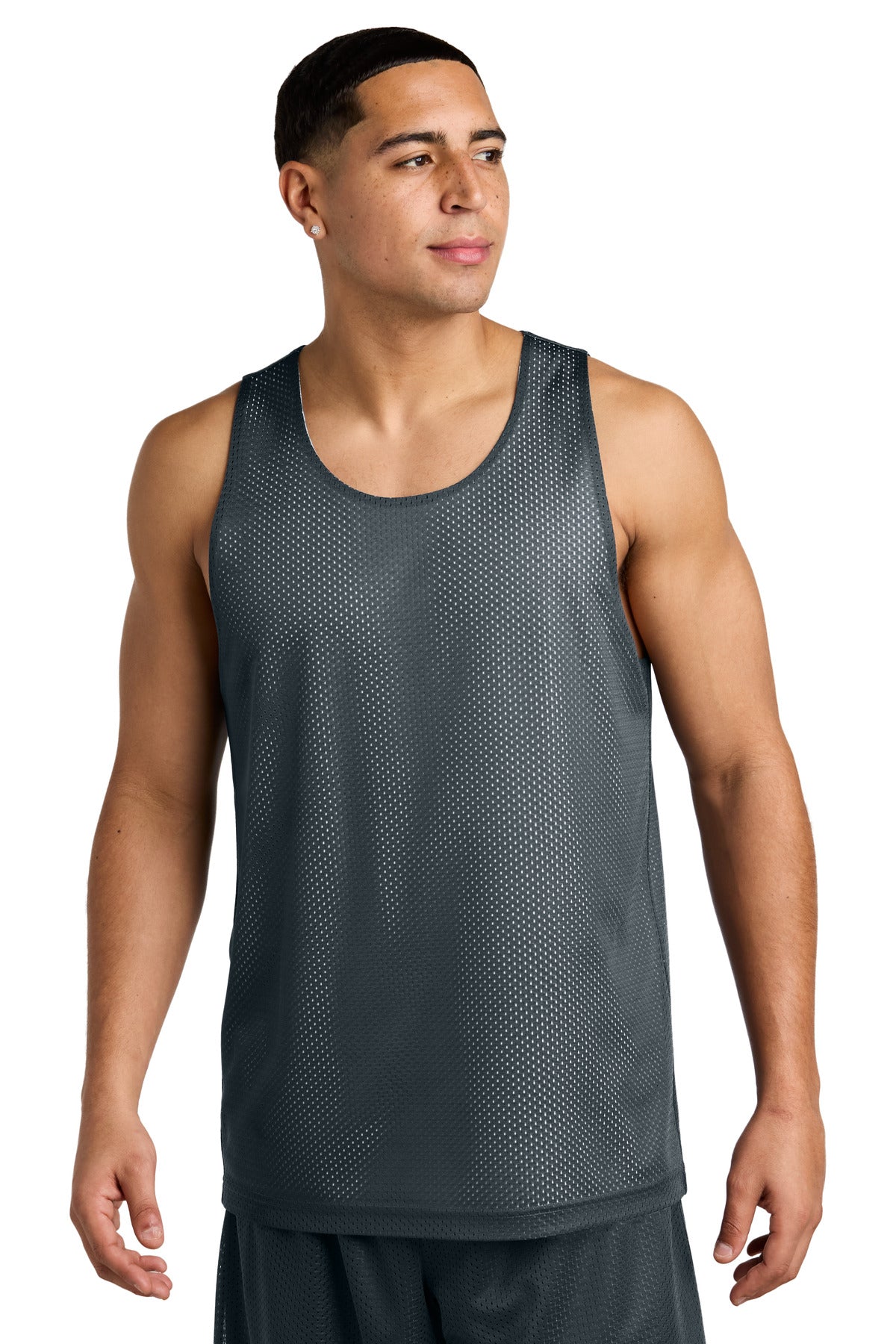 Sport-Tek PosiCharge Reversible Mesh Tank ST5000 - Iron Grey/ White