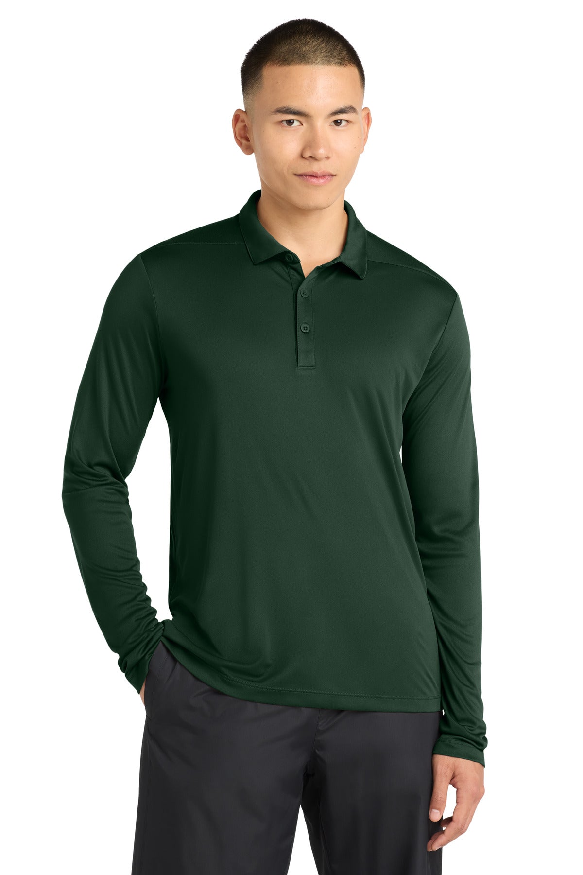 Sport-Tek   Posi-UV  Pro Long Sleeve Polo. ST520LS - Forest Green
