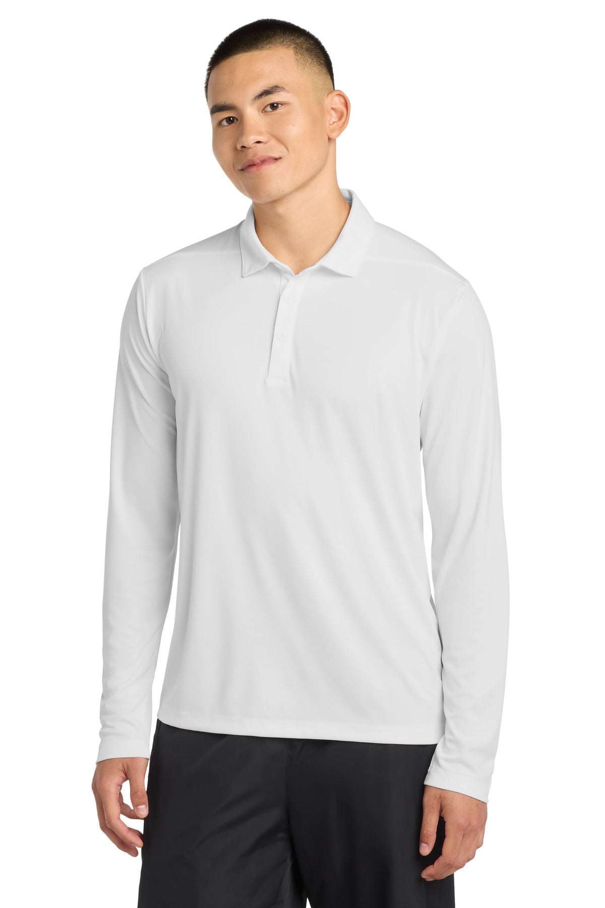 Sport-Tek   Posi-UV  Pro Long Sleeve Polo. ST520LS - White