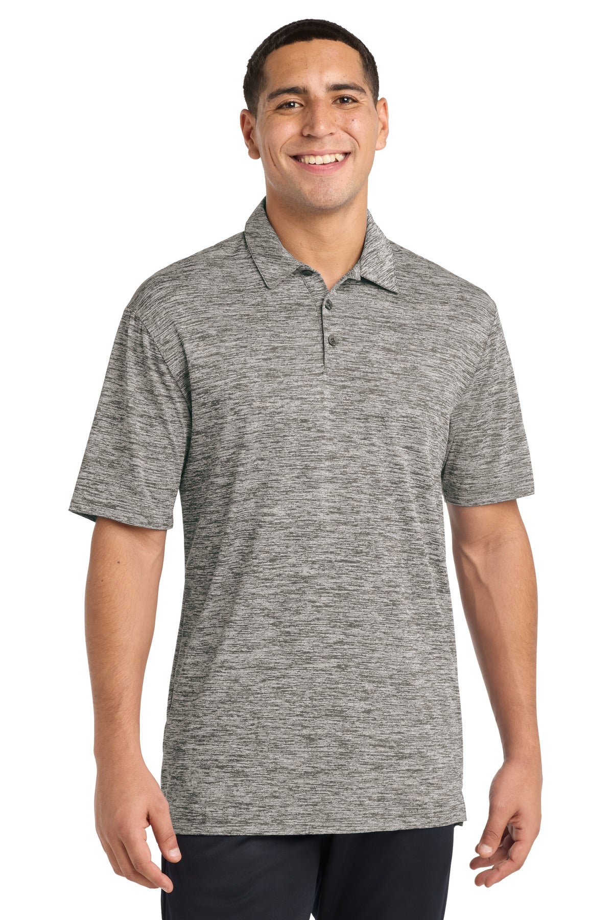 Sport-Tek  PosiCharge  Electric Heather Polo. ST590 - Black Electric