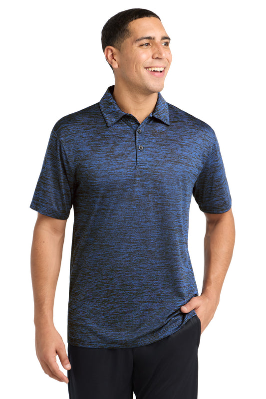 Sport-Tek  PosiCharge  Electric Heather Polo. ST590 - Dark Royal-Black Electric
