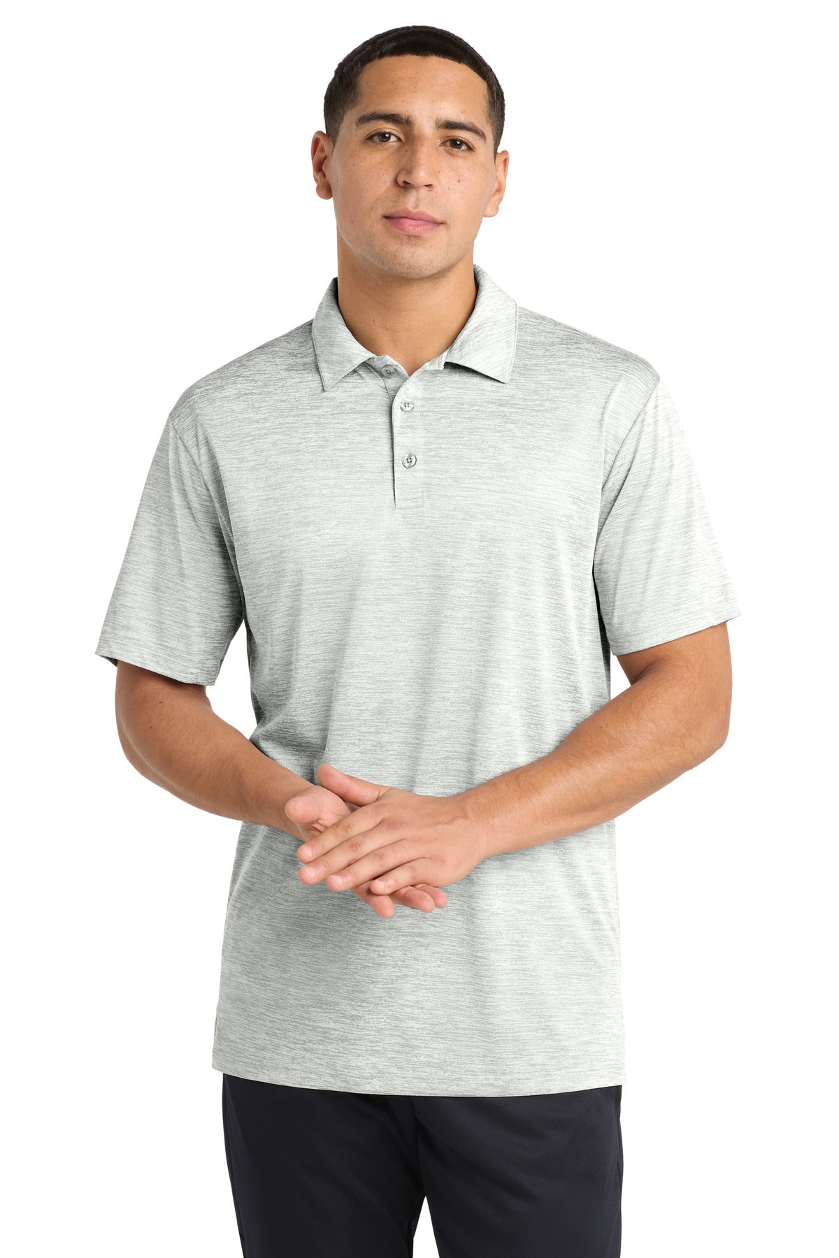 Sport-Tek  PosiCharge  Electric Heather Polo. ST590 - Silver Electric