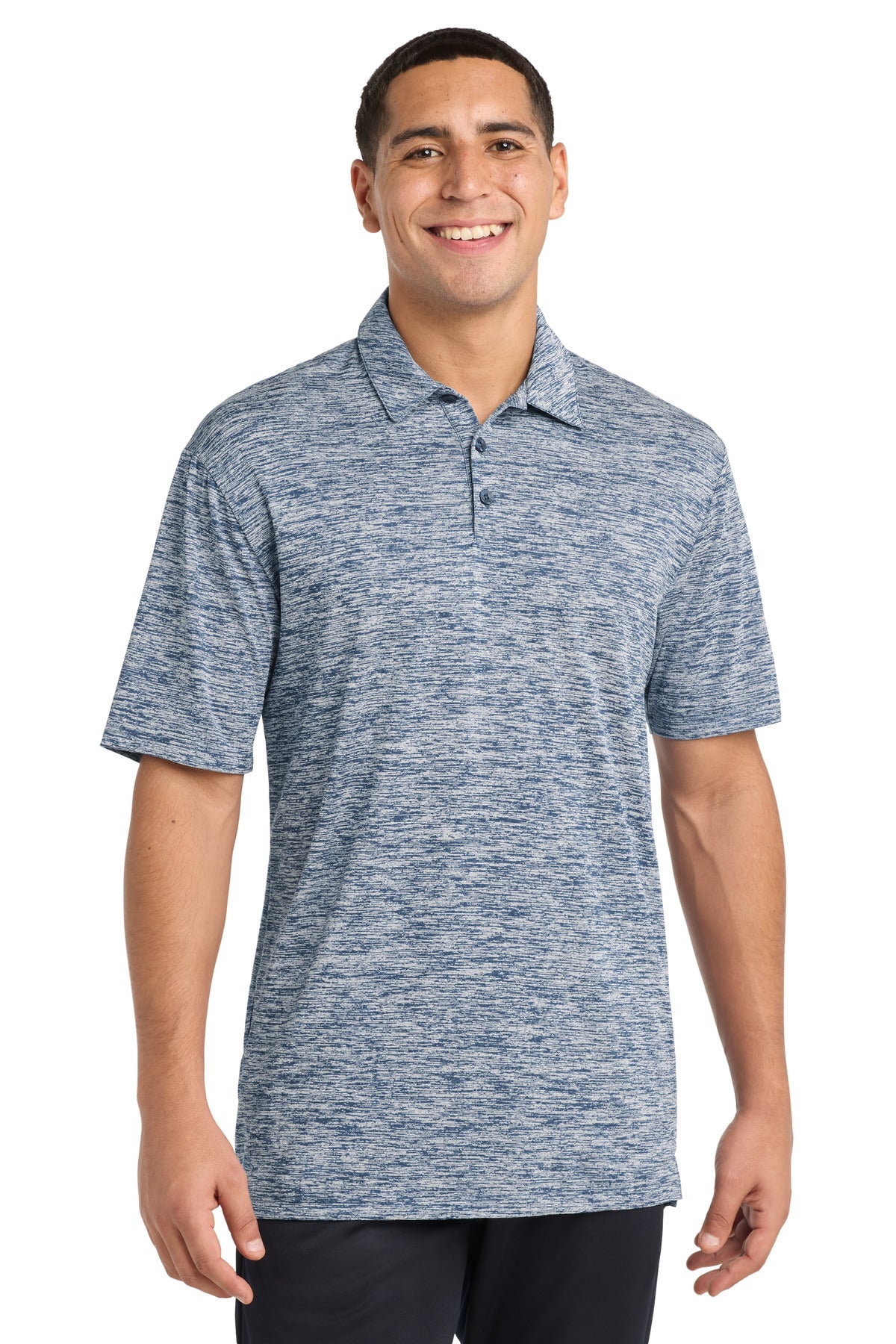 Sport-Tek  PosiCharge  Electric Heather Polo. ST590 - True Navy Electric
