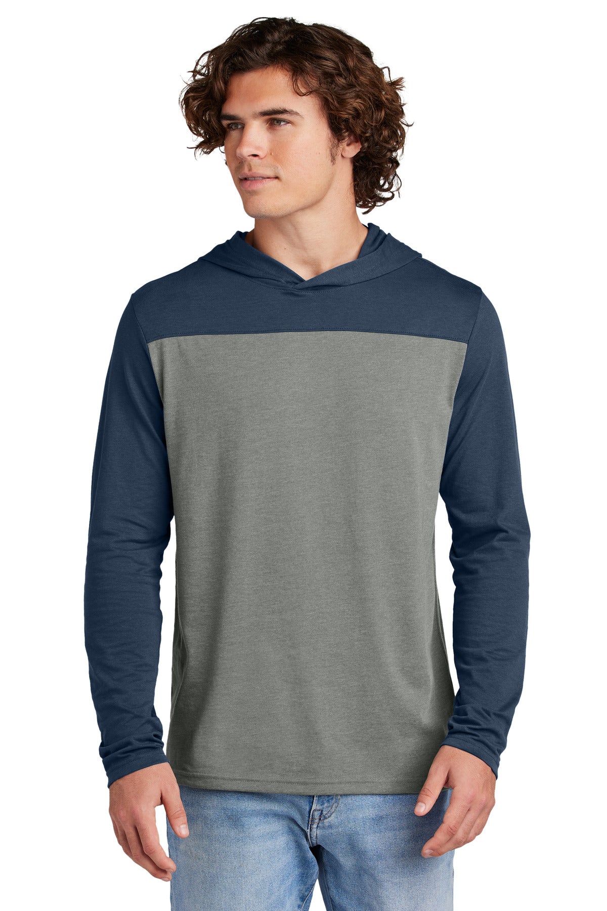 Sport-Tek Halftime Long Sleeve Hoodie ST6044 - True Navy/ Vintage Heather