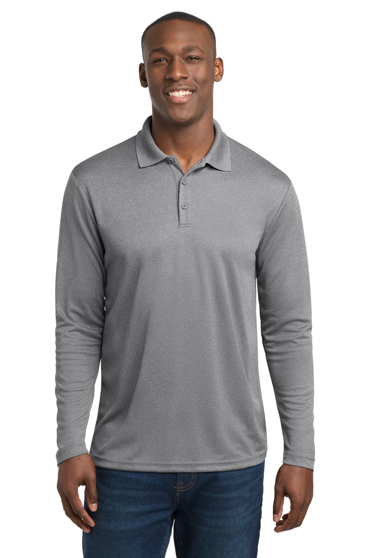 Sport-Tek  PosiCharge  RacerMesh  Long Sleeve Polo. ST640LS - Grey Heather