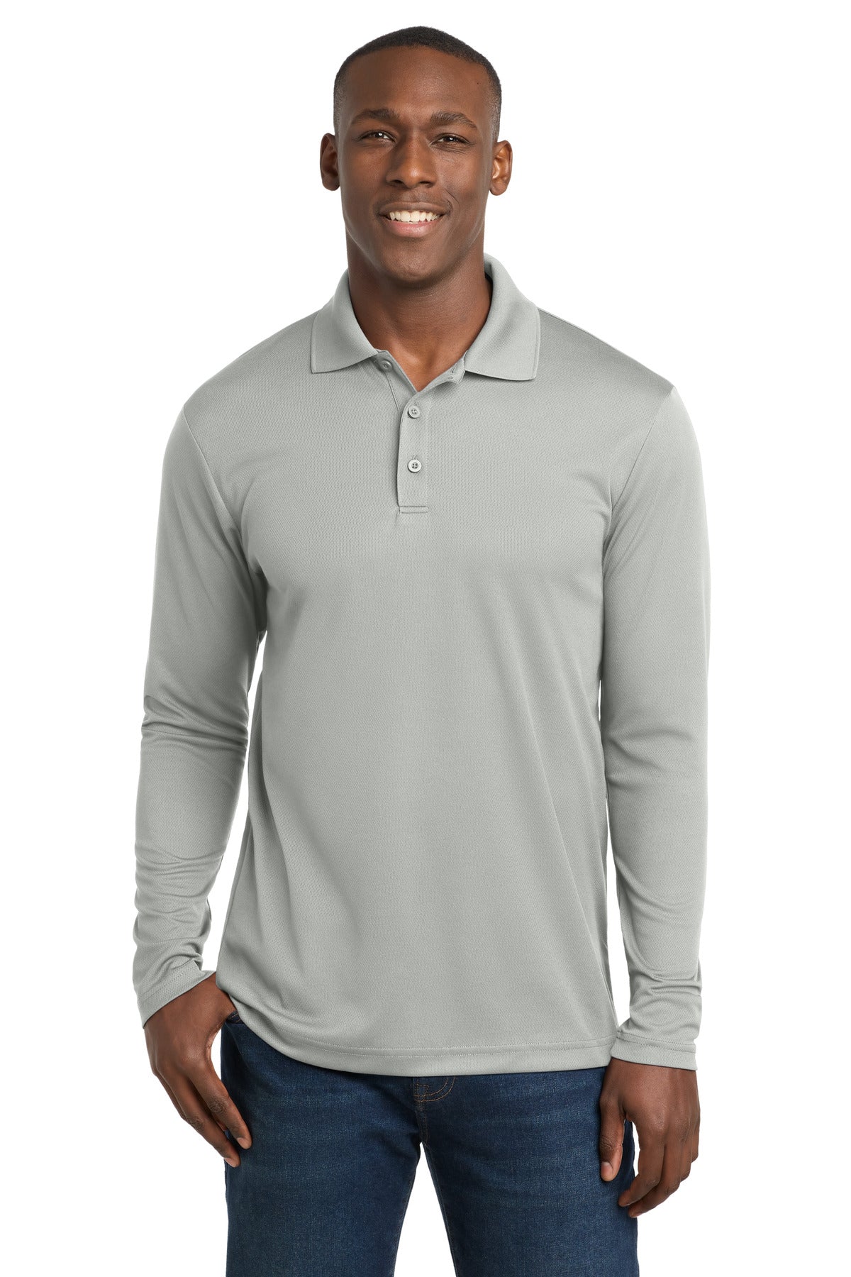Sport-Tek  PosiCharge  RacerMesh  Long Sleeve Polo. ST640LS - Silver