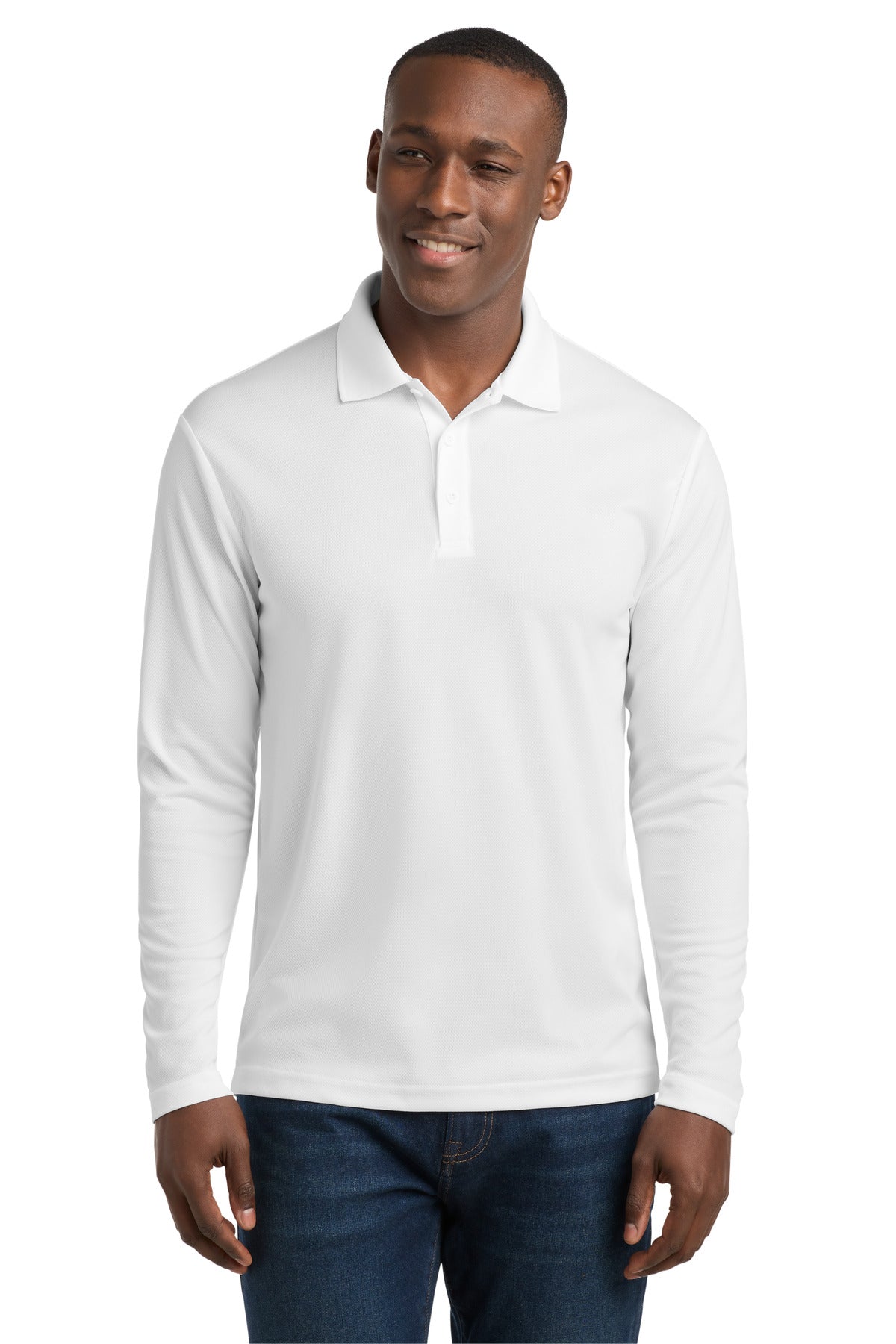 Sport-Tek  PosiCharge  RacerMesh  Long Sleeve Polo. ST640LS - White