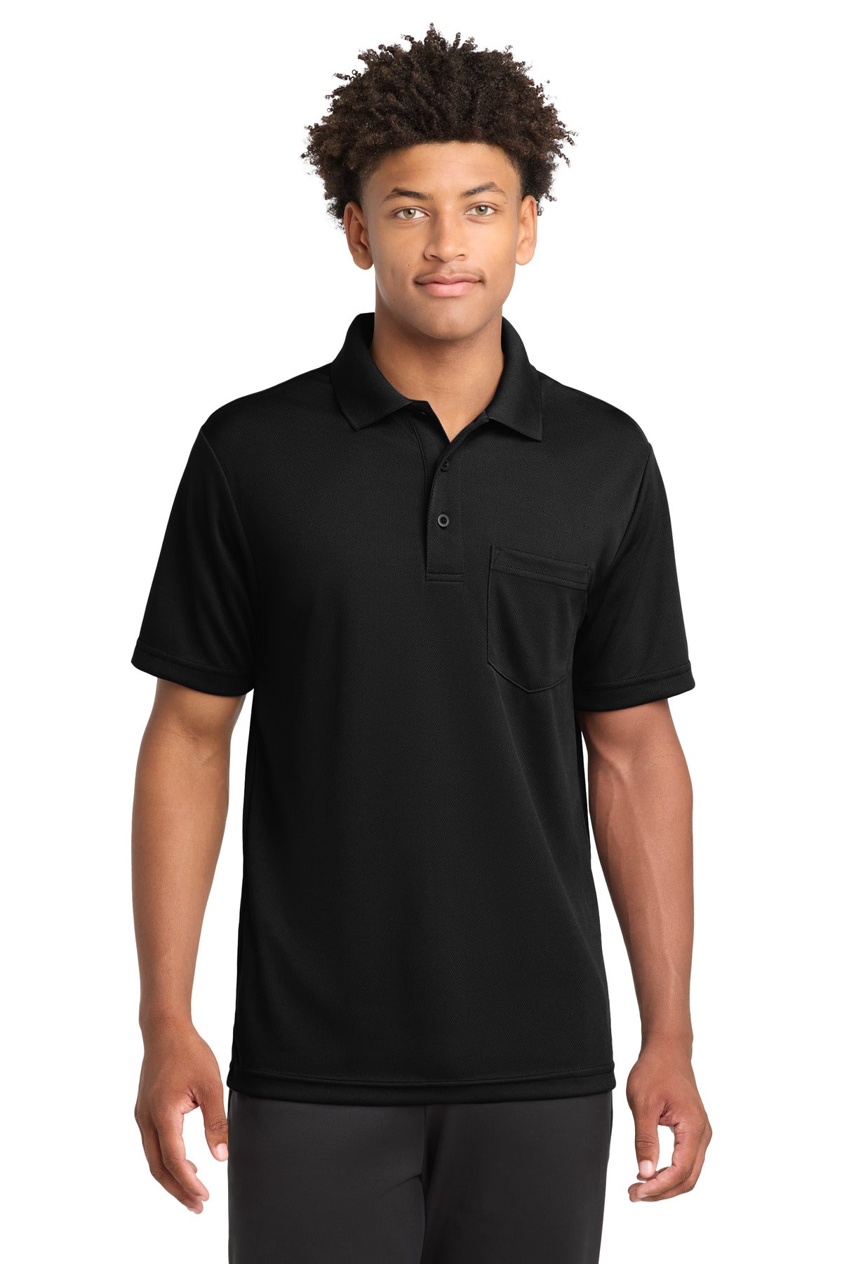 Sport-Tek  PosiCharge  RacerMesh  Pocket Polo. ST640P - Black