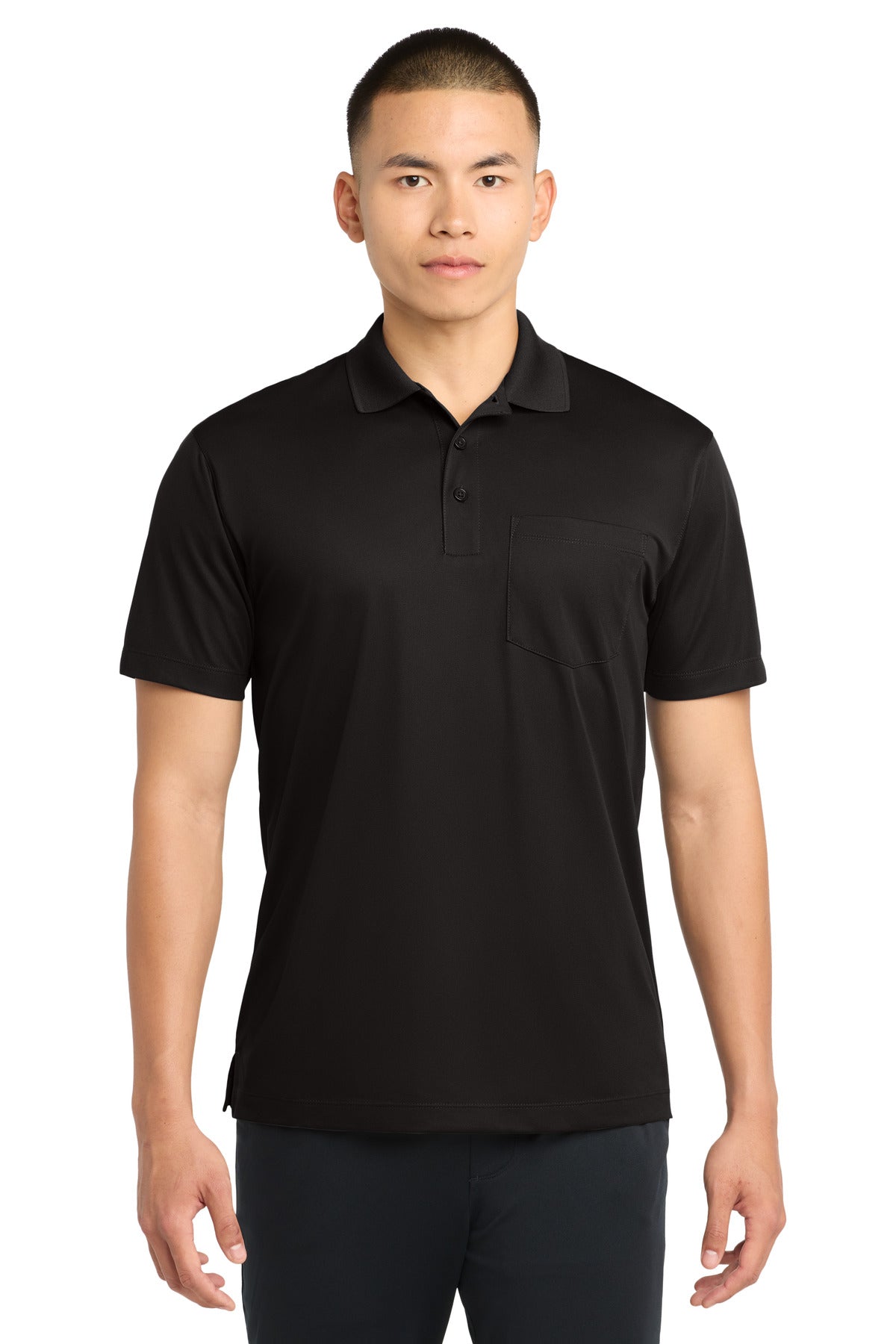 Sport-Tek Micropique Sport-Wick Pocket Polo. ST651 - Black