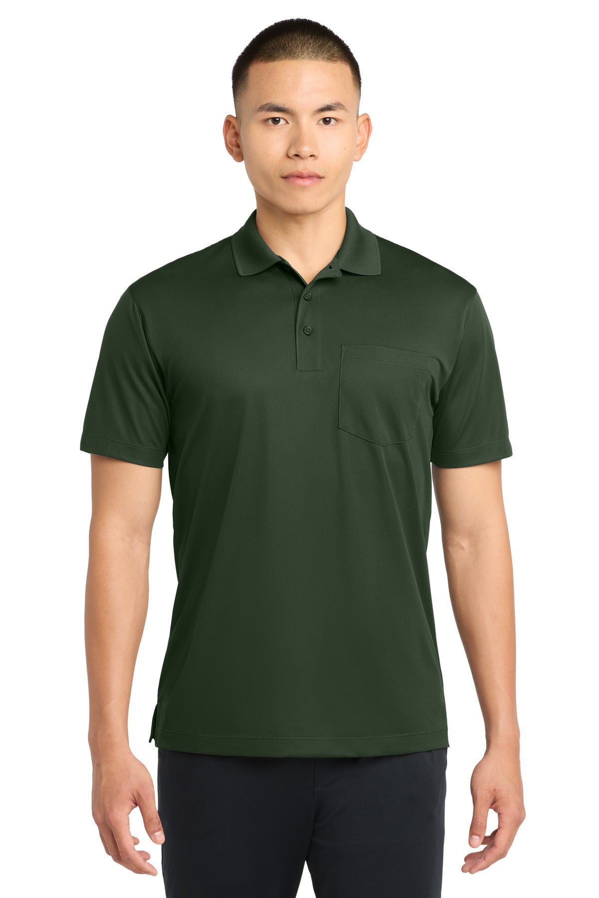 Sport-Tek Micropique Sport-Wick Pocket Polo. ST651 - Forest Green