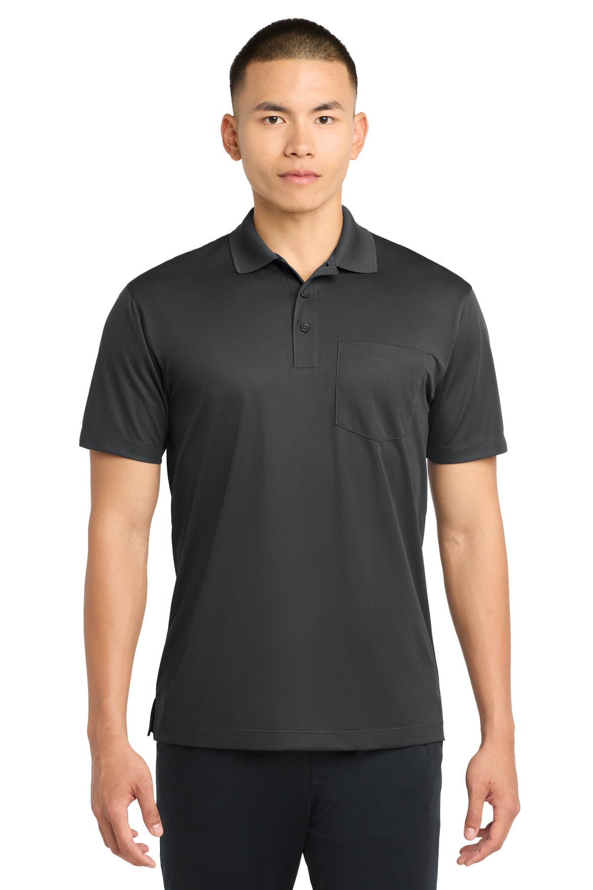 Sport-Tek Micropique Sport-Wick Pocket Polo. ST651 - Iron Grey