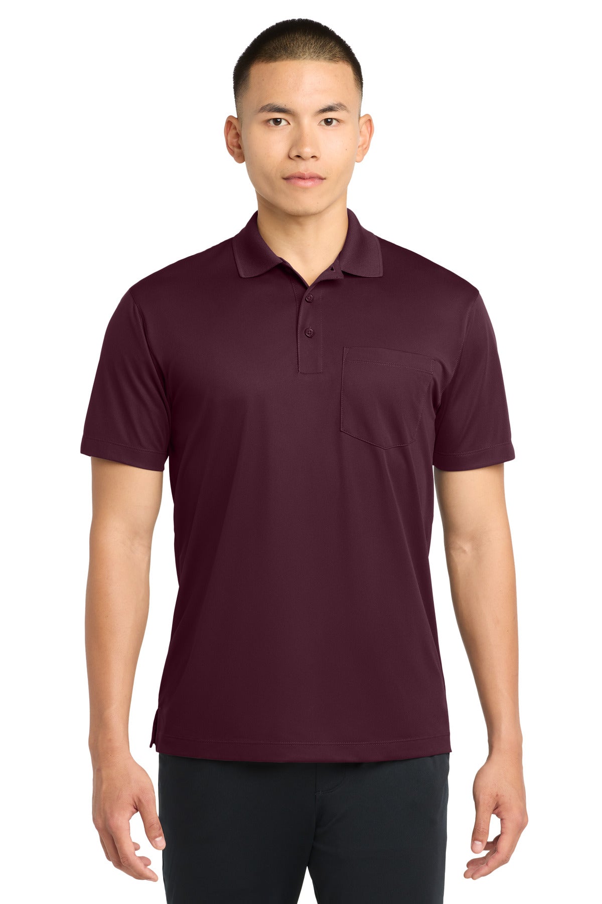 Sport-Tek Micropique Sport-Wick Pocket Polo. ST651 - Maroon