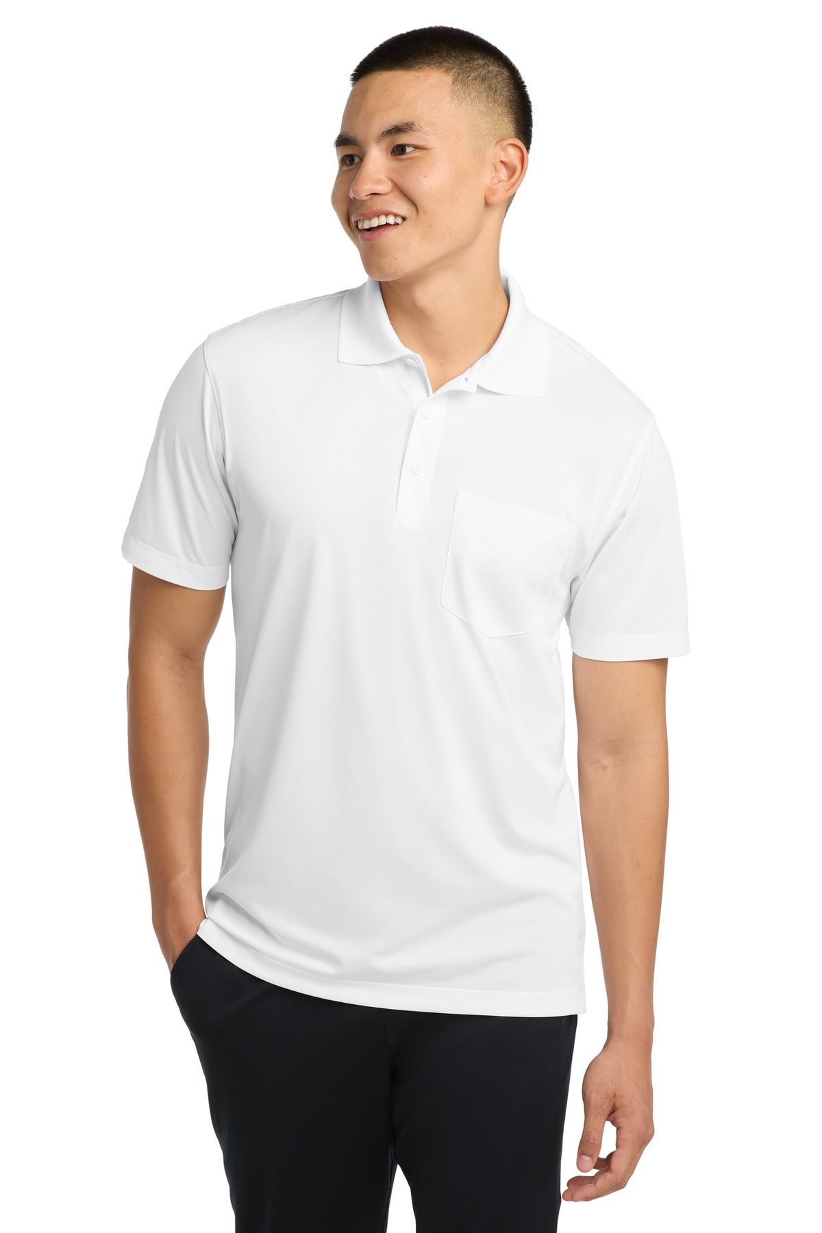 Sport-Tek Micropique Sport-Wick Pocket Polo. ST651 - White