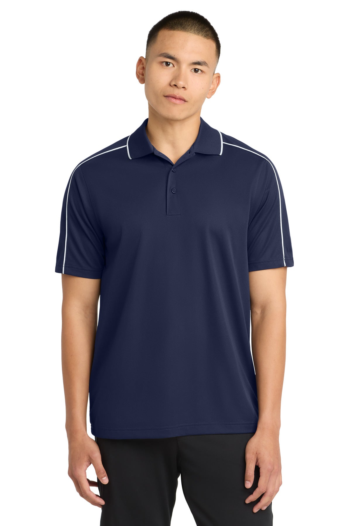 Sport-Tek Micropique Sport-Wick Piped Polo. ST653 - True Navy/ White