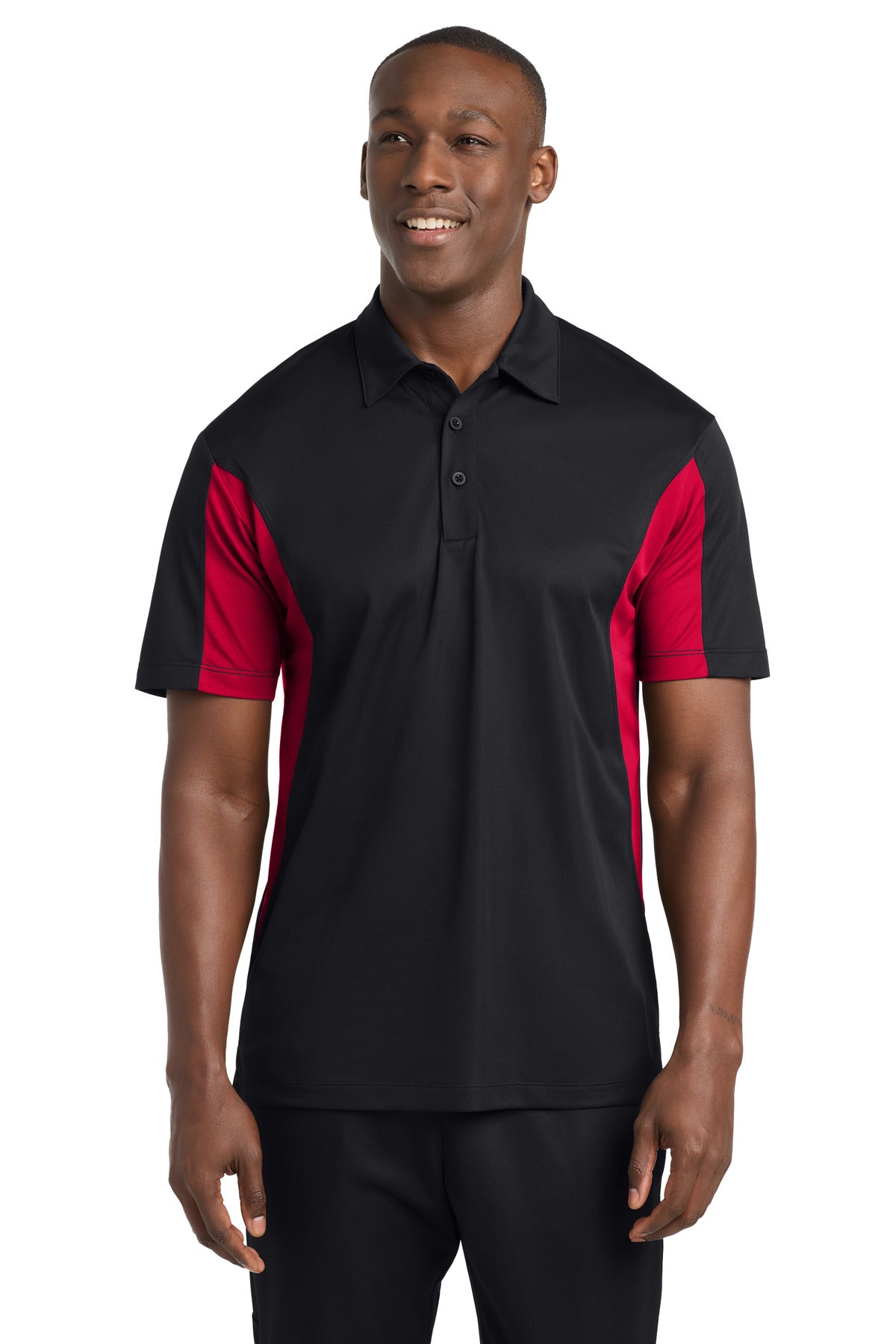 Sport-Tek Side Blocked Micropique Sport-Wick Polo. ST655 - Black/ Deep Red