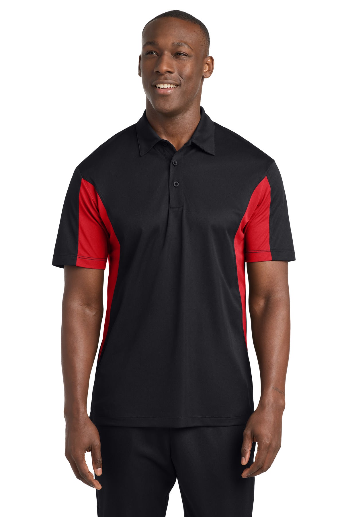 Sport-Tek Side Blocked Micropique Sport-Wick Polo. ST655 - Black/ True Red