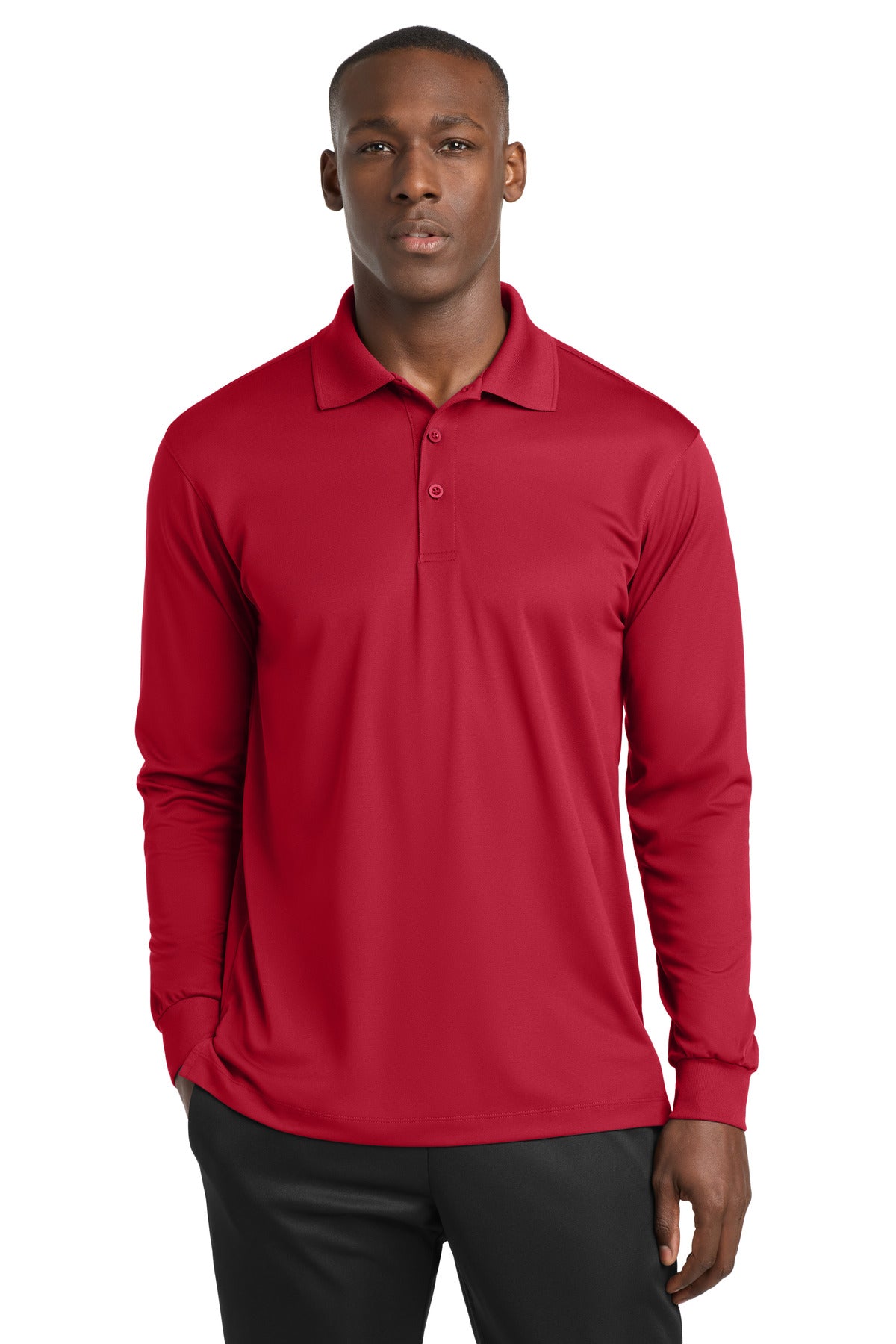 Sport-Tek Long Sleeve Micropique Sport-Wick Polo. ST657 - Deep Red