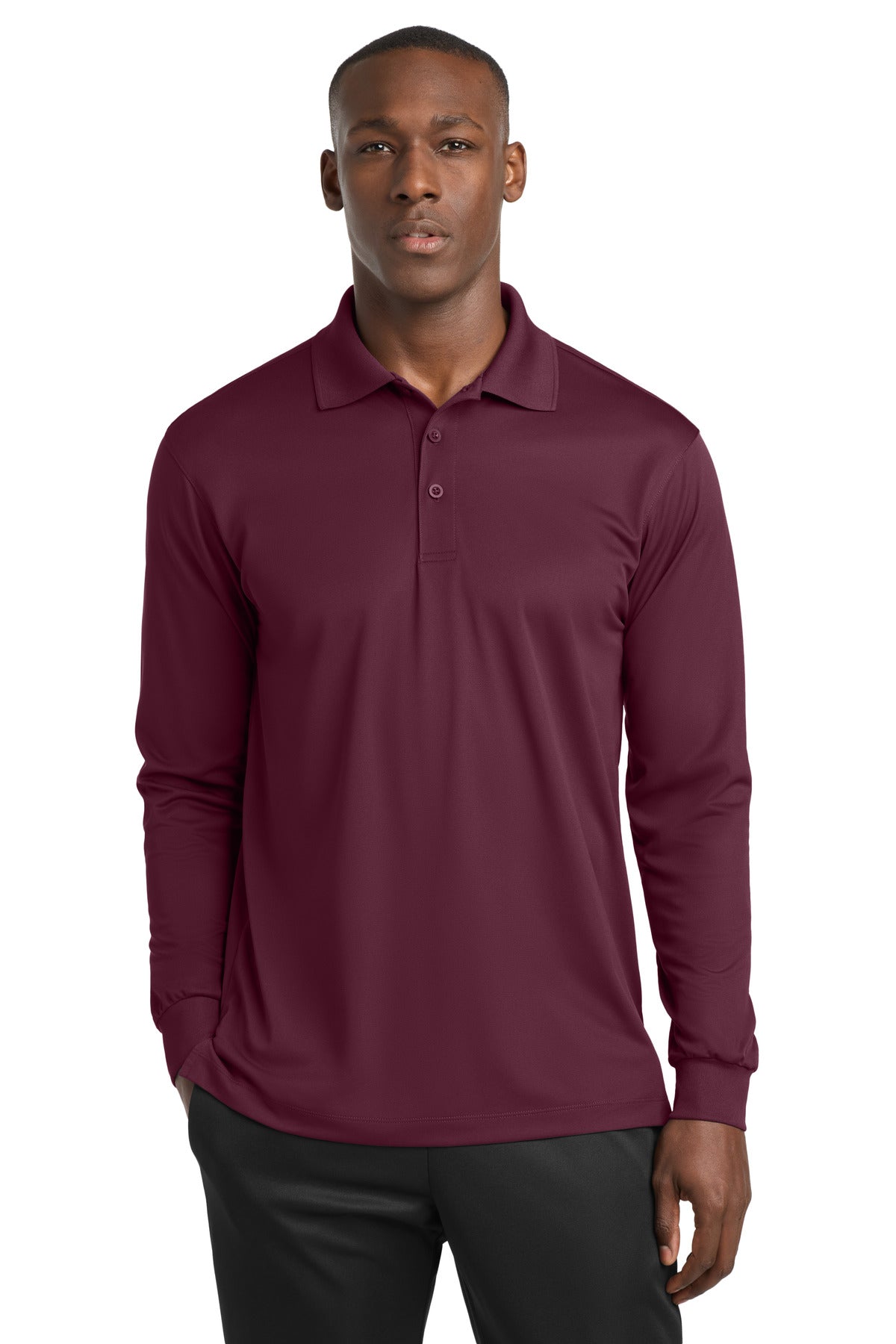 Sport-Tek Long Sleeve Micropique Sport-Wick Polo. ST657 - Maroon