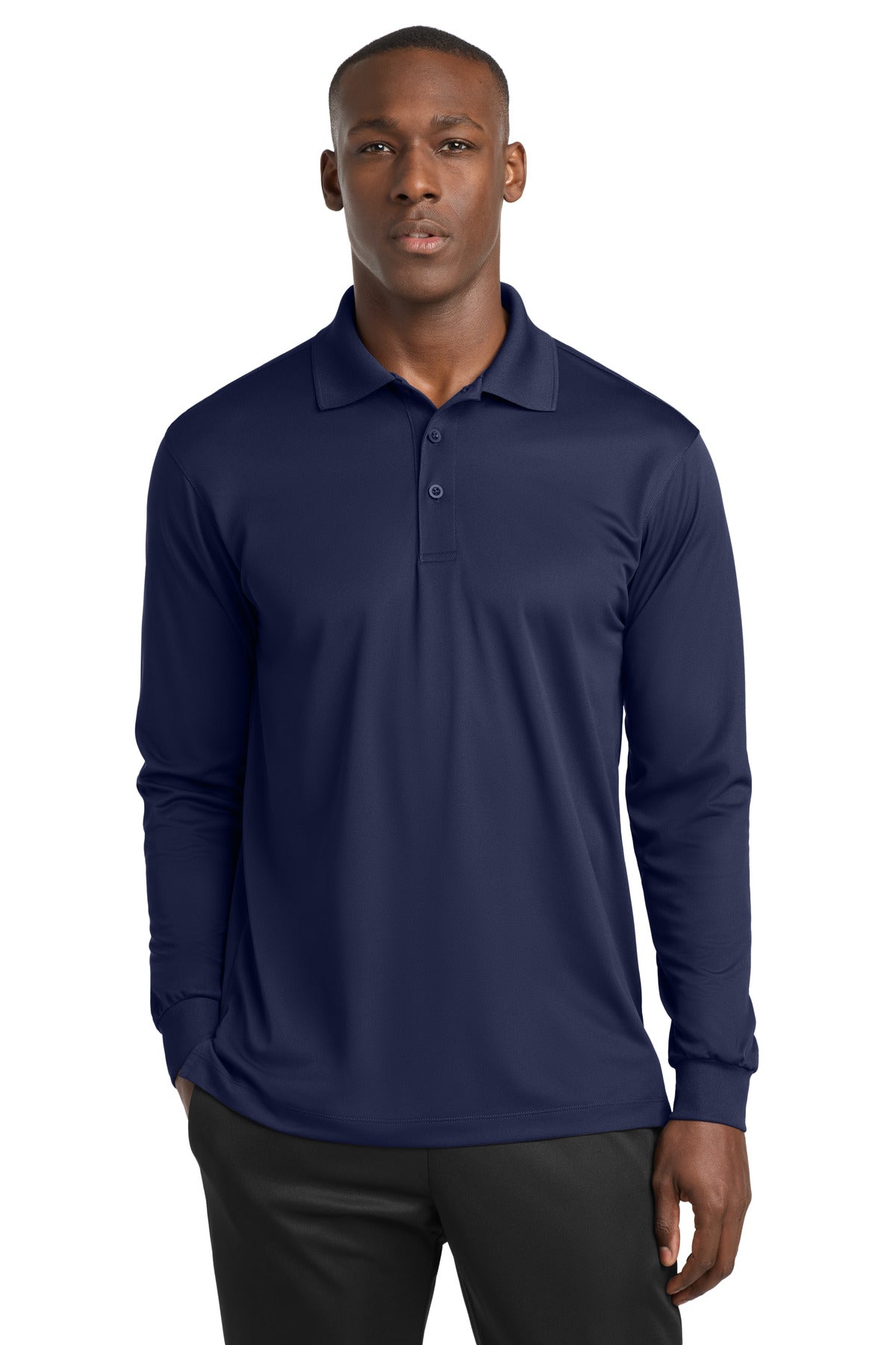 Sport-Tek Long Sleeve Micropique Sport-Wick Polo. ST657 - True Navy