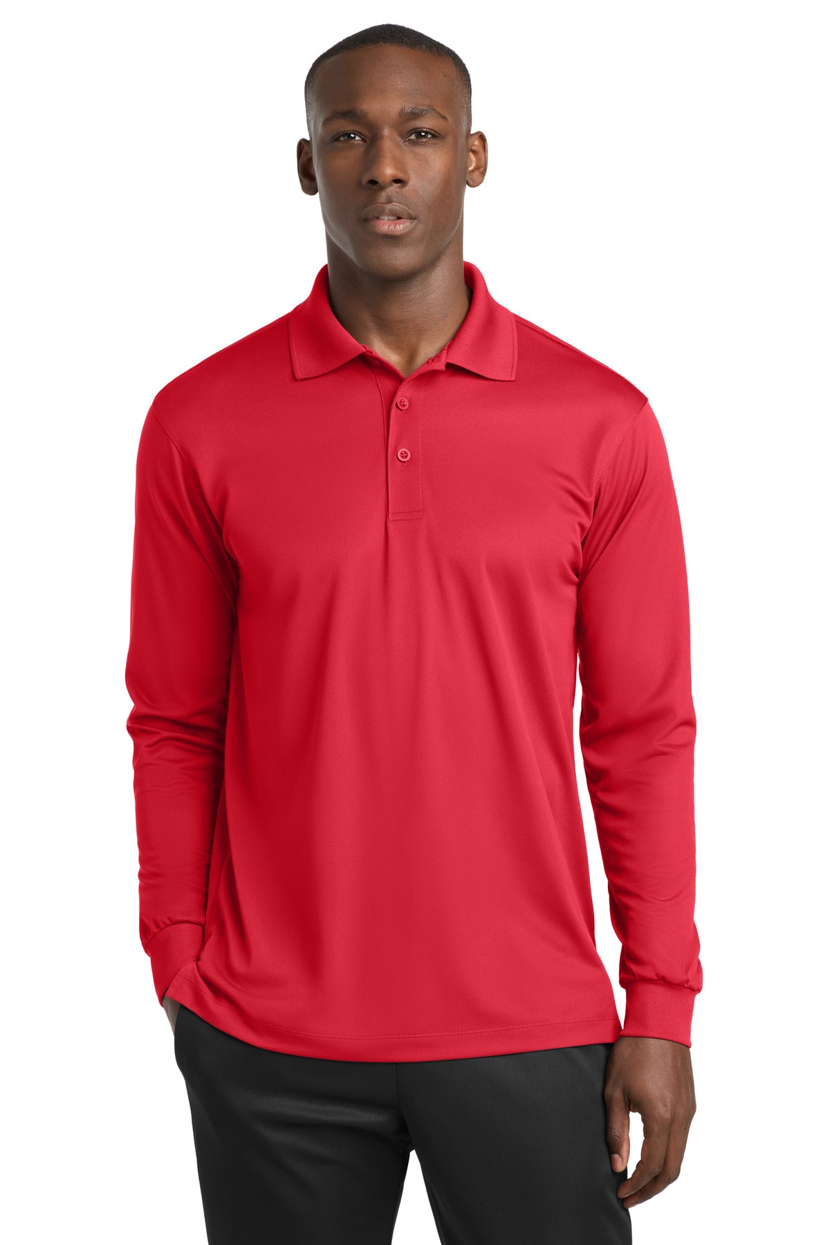 Sport-Tek Long Sleeve Micropique Sport-Wick Polo. ST657 - True Red