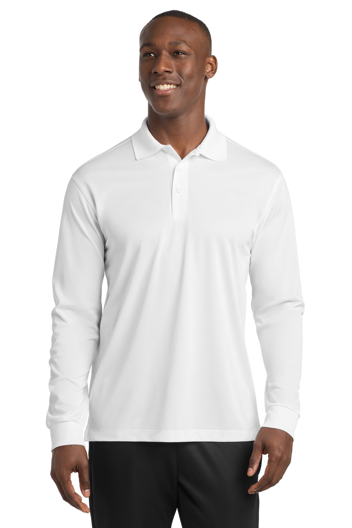 Sport-Tek Long Sleeve Micropique Sport-Wick Polo. ST657 - White