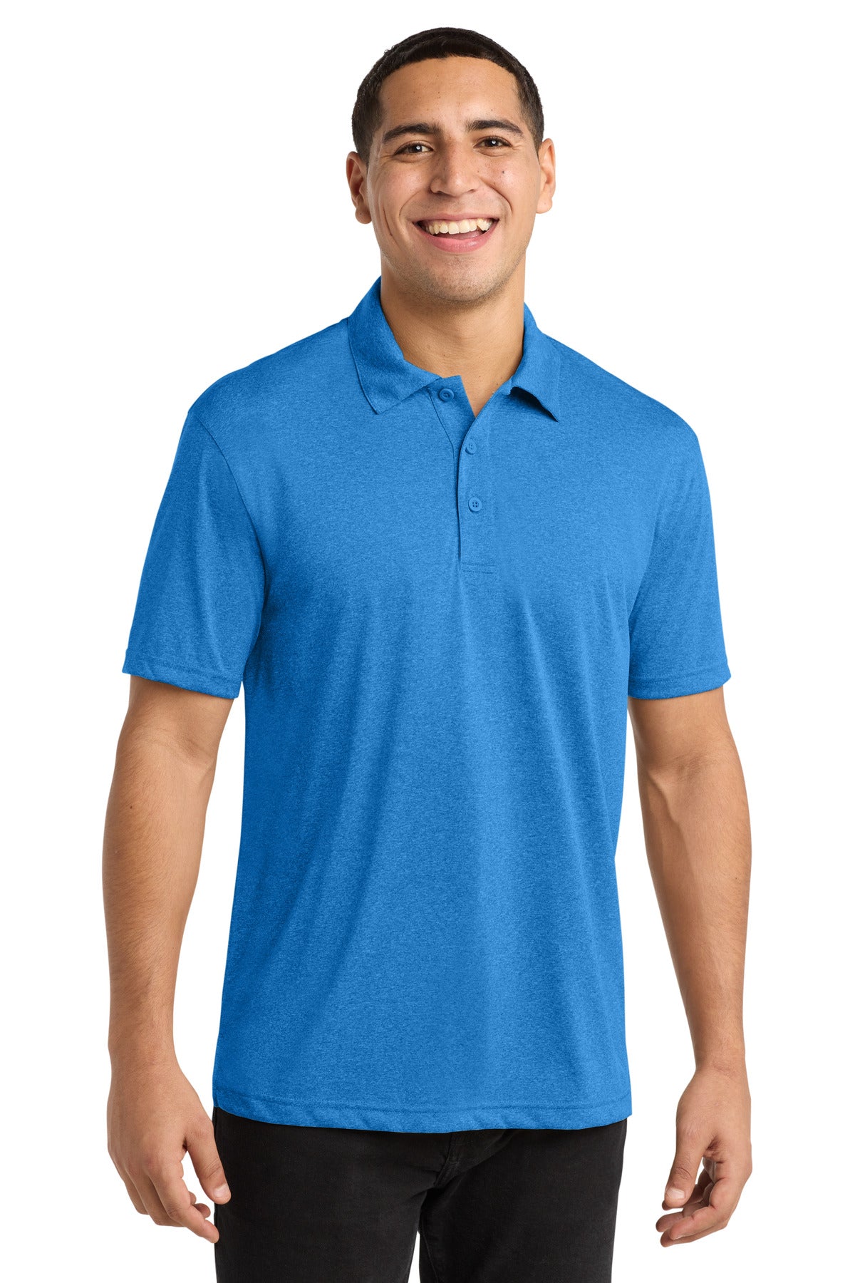 Sport-Tek Heather Contender Polo. ST660 - Blue Wake Heather