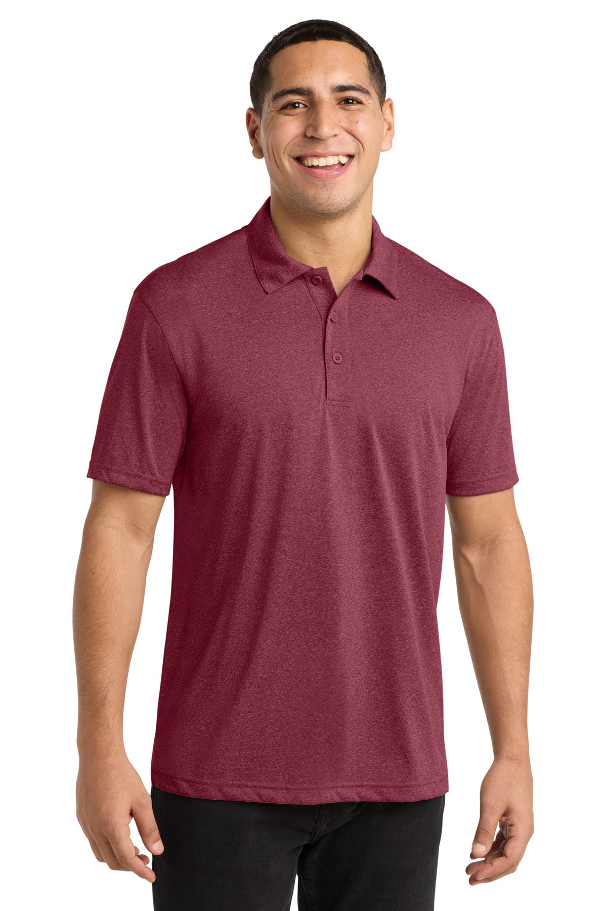Sport-Tek Heather Contender Polo. ST660 - Cardinal Heather