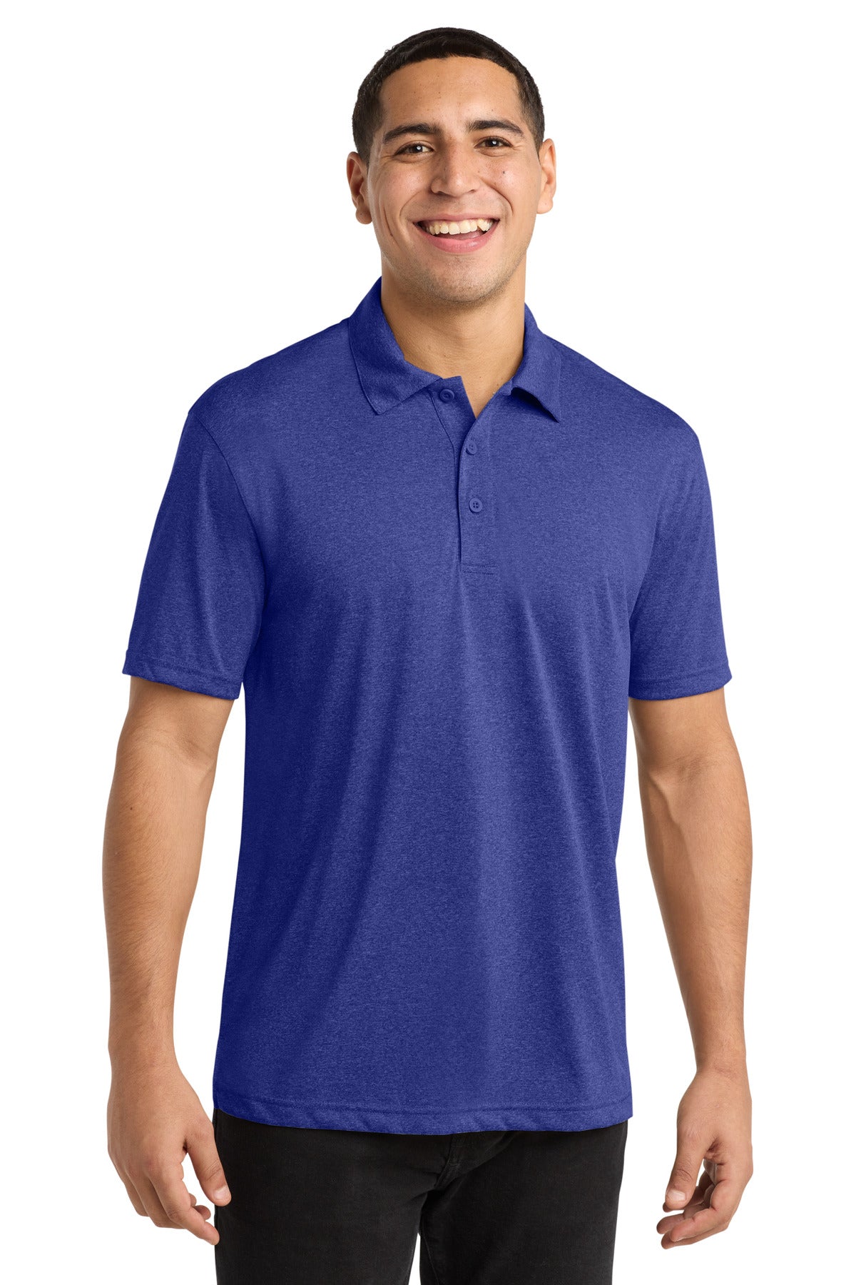 Sport-Tek Heather Contender Polo. ST660 - Cobalt Heather