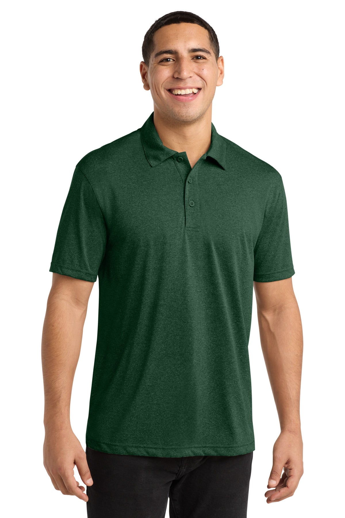 Sport-Tek Heather Contender Polo. ST660 - Forest Green Heather
