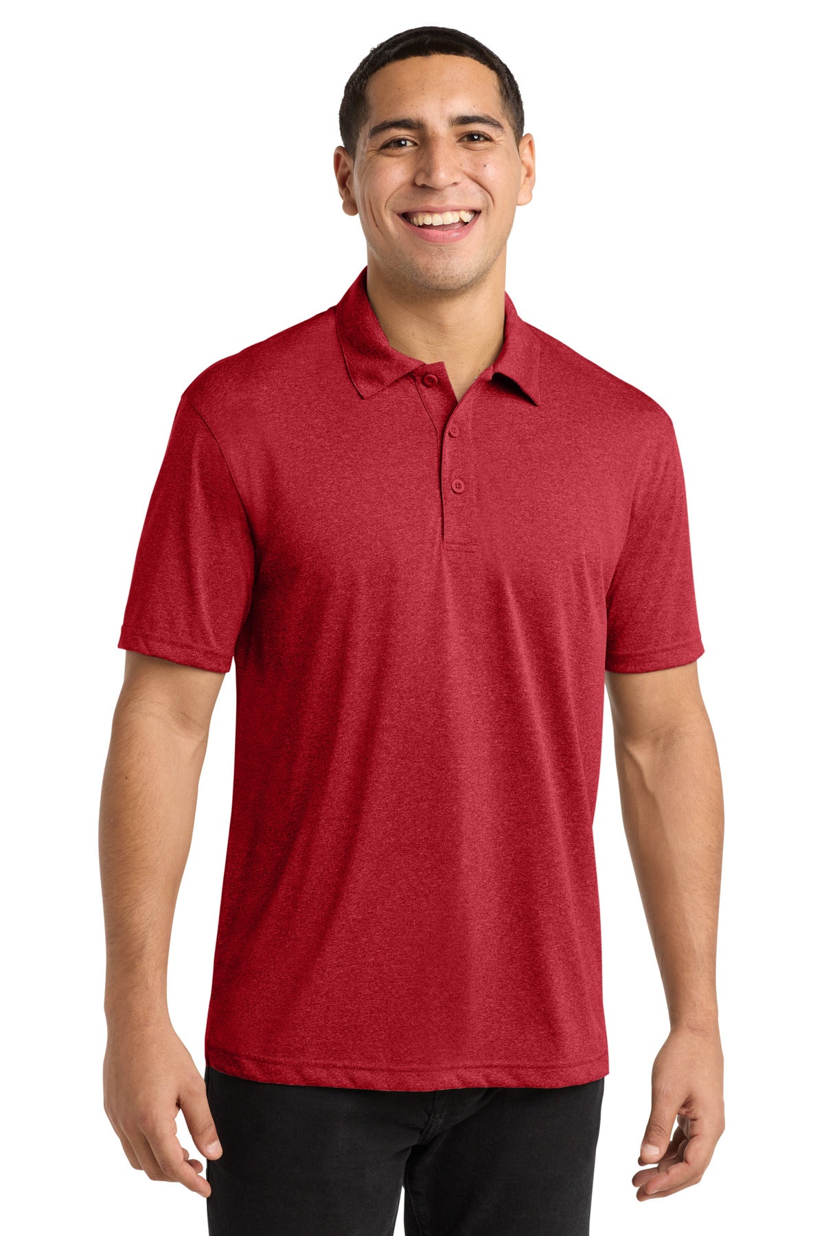 Sport-Tek Heather Contender Polo. ST660 - Scarlet Heather