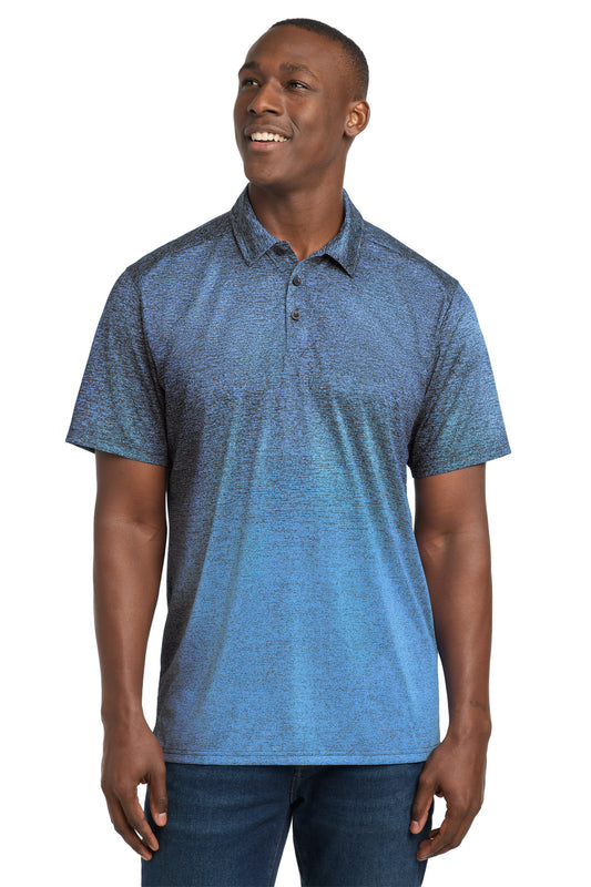 Sport-Tek  Ombre Heather Polo. ST671 - Carolina Blue/ True Navy
