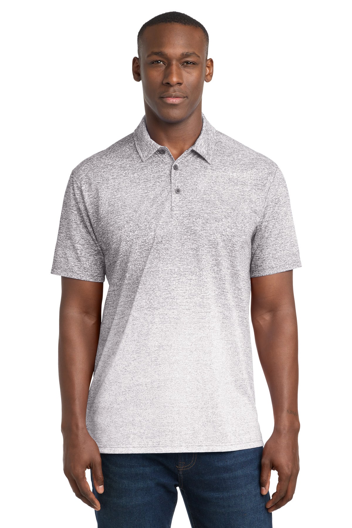 Sport-Tek  Ombre Heather Polo. ST671 - White/ Graphite