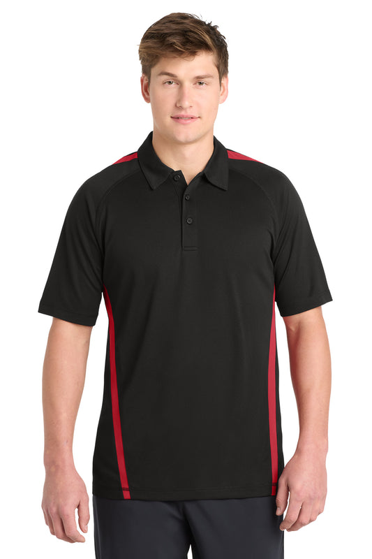 Sport-Tek PosiCharge Micro-Mesh Colorblock Polo. ST685 - Black/ Red