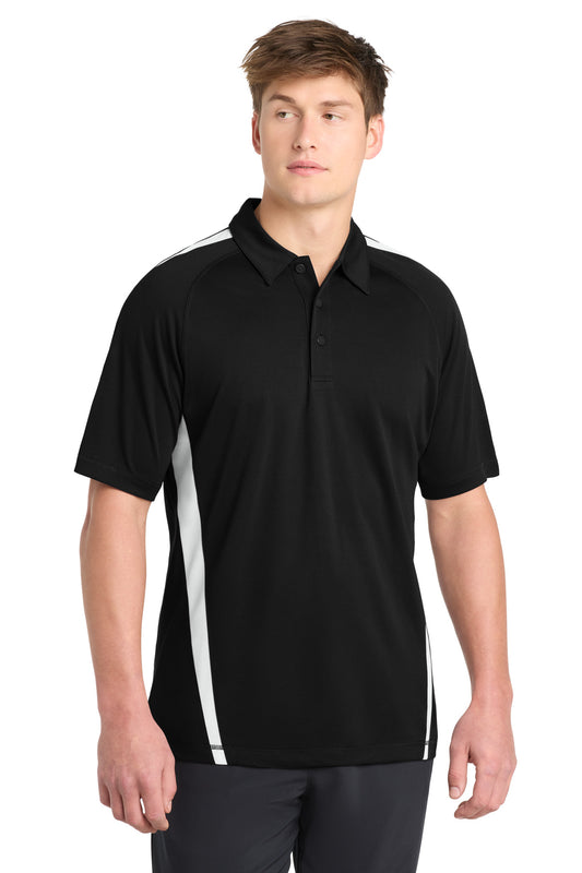 Sport-Tek PosiCharge Micro-Mesh Colorblock Polo. ST685 - Black/ White