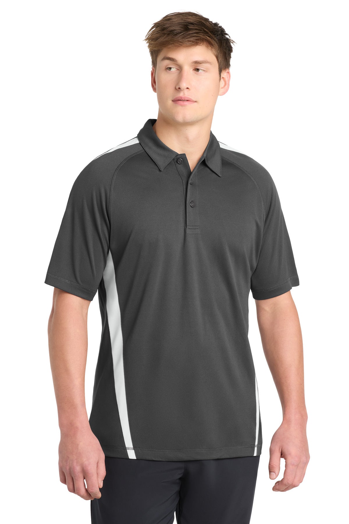 Sport-Tek PosiCharge Micro-Mesh Colorblock Polo. ST685 - Iron Grey/ White