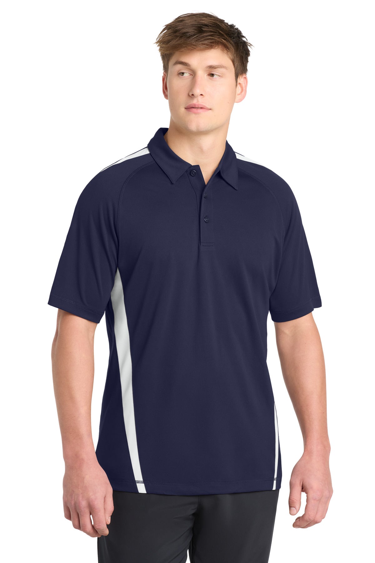 Sport-Tek PosiCharge Micro-Mesh Colorblock Polo. ST685 - True Navy/ White